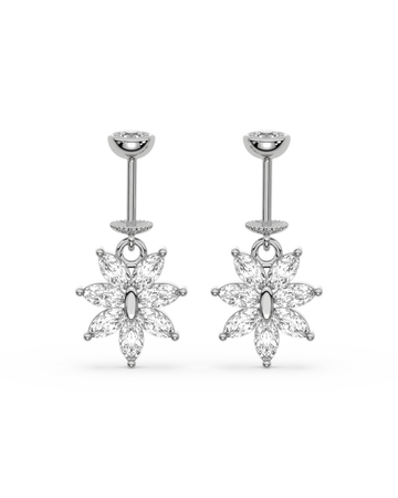 Seven Marquise Flower Helix Hanging Earrings