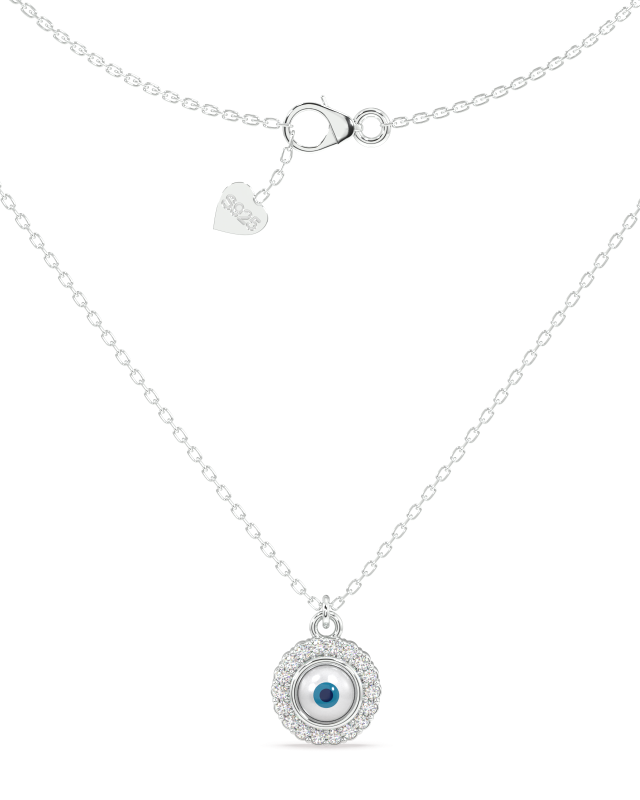 Zircon Pave' Evil Eye Necklace