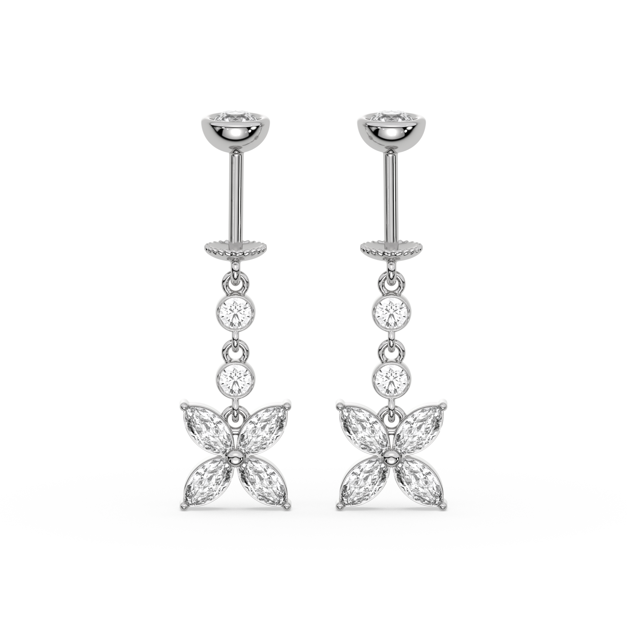 Dangling Flower Helix Hanging Earrings