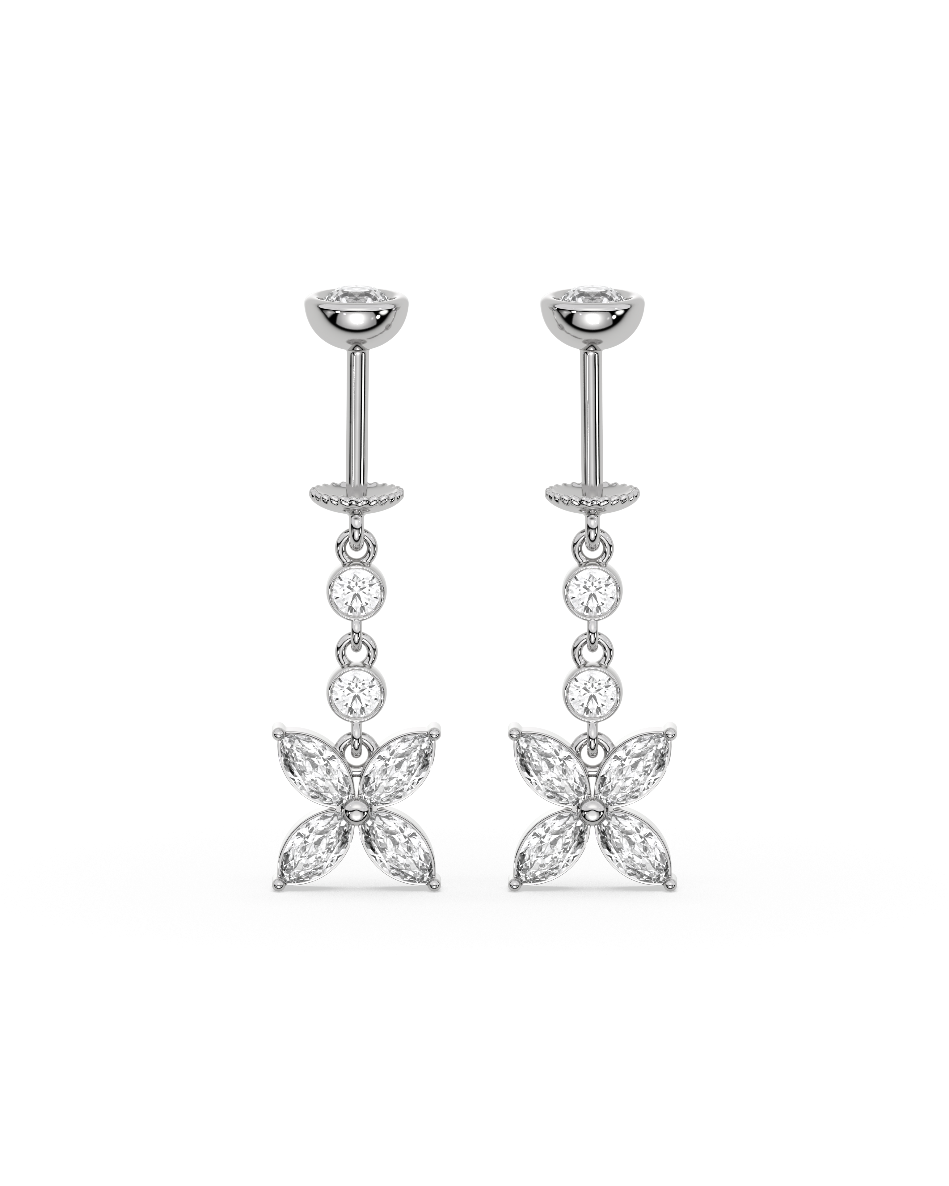 Dangling Flower Helix Hanging Earrings