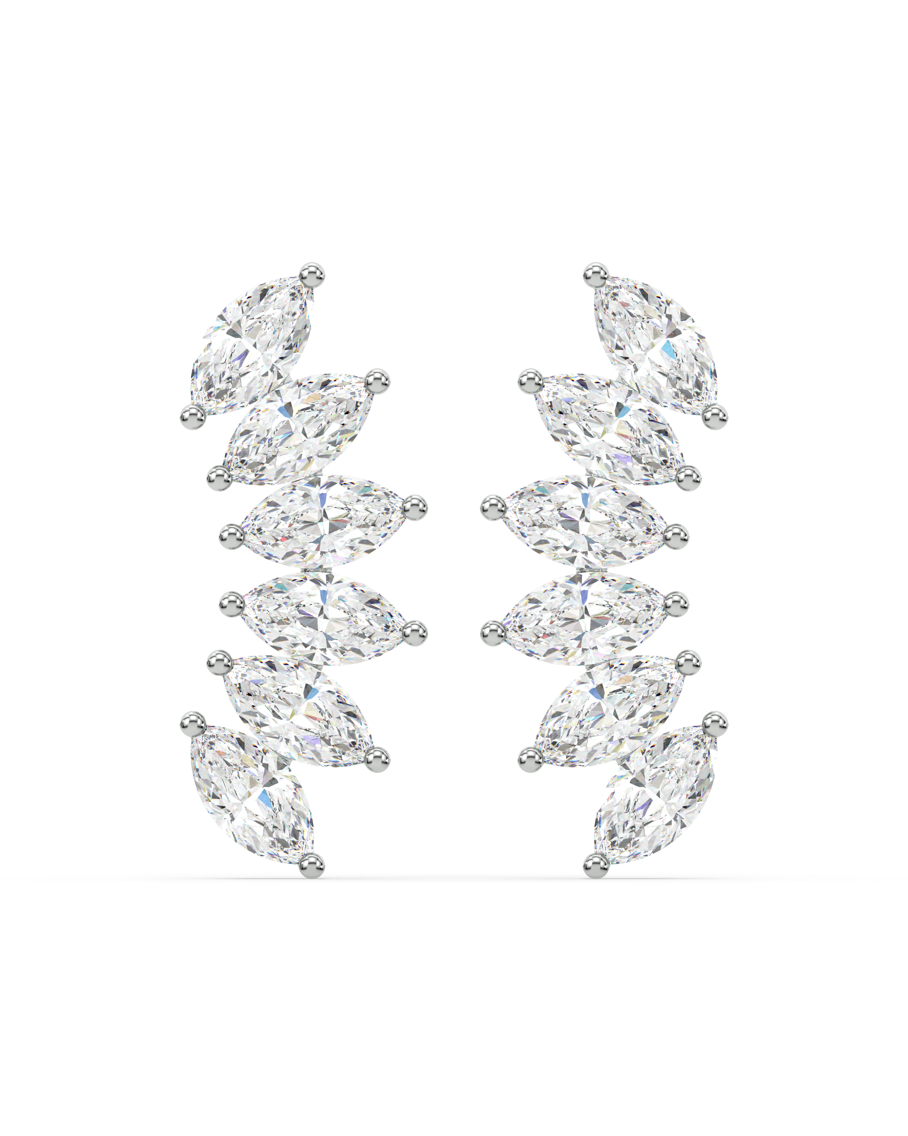 Baguette Crown Climber Stud Earrings