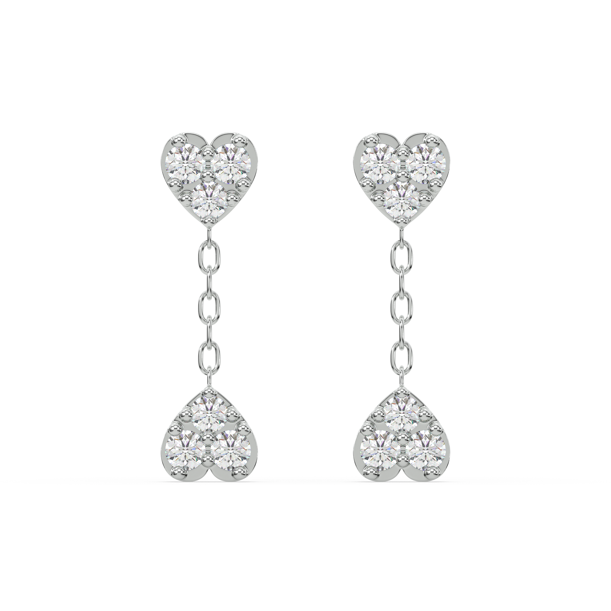 Inverse Heart Drop Stud Earrings