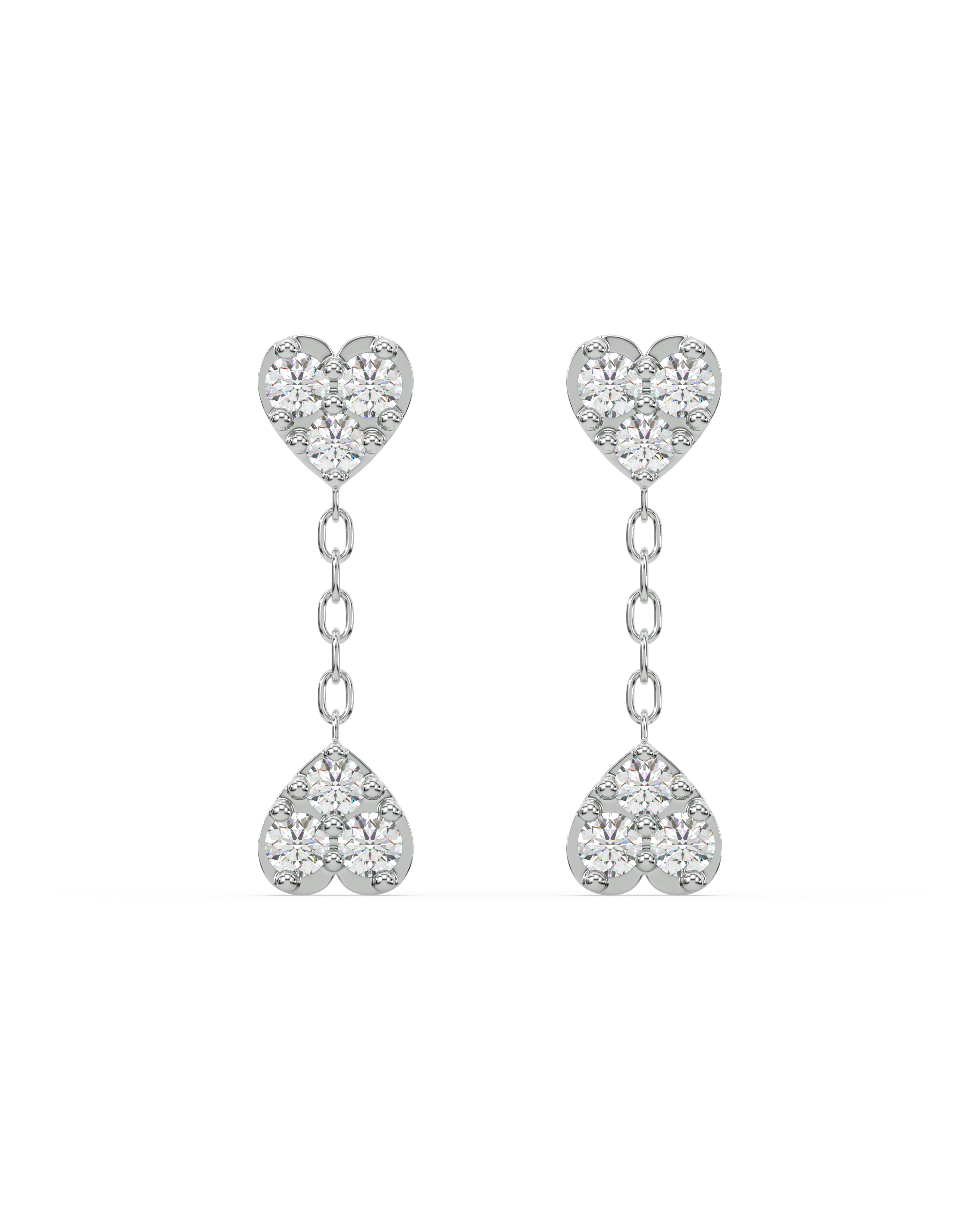 Inverse Heart Drop Stud Earrings
