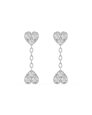 Inverse Heart Drop Stud Earrings
