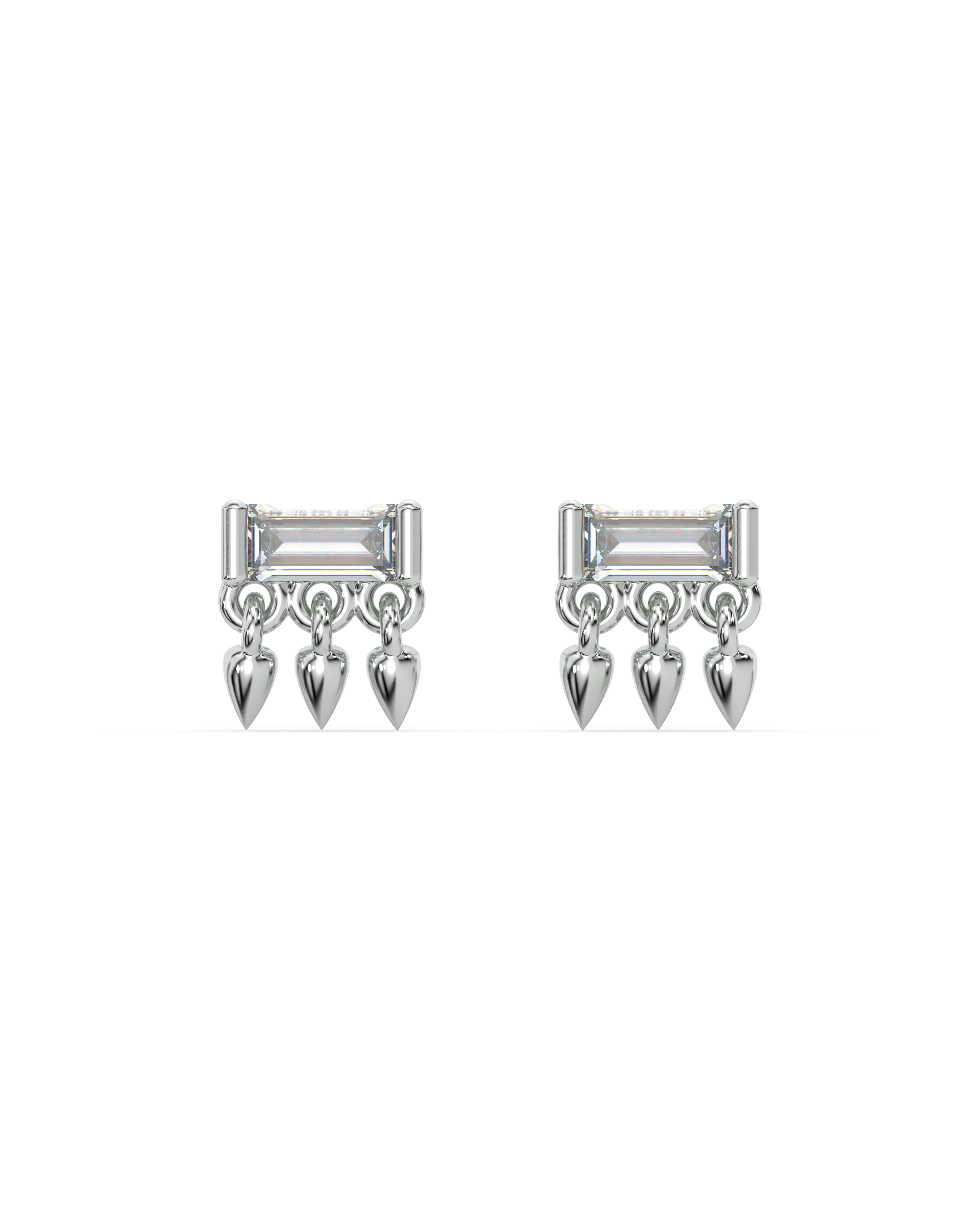 Floating Drops Baguette Stud Earrings
