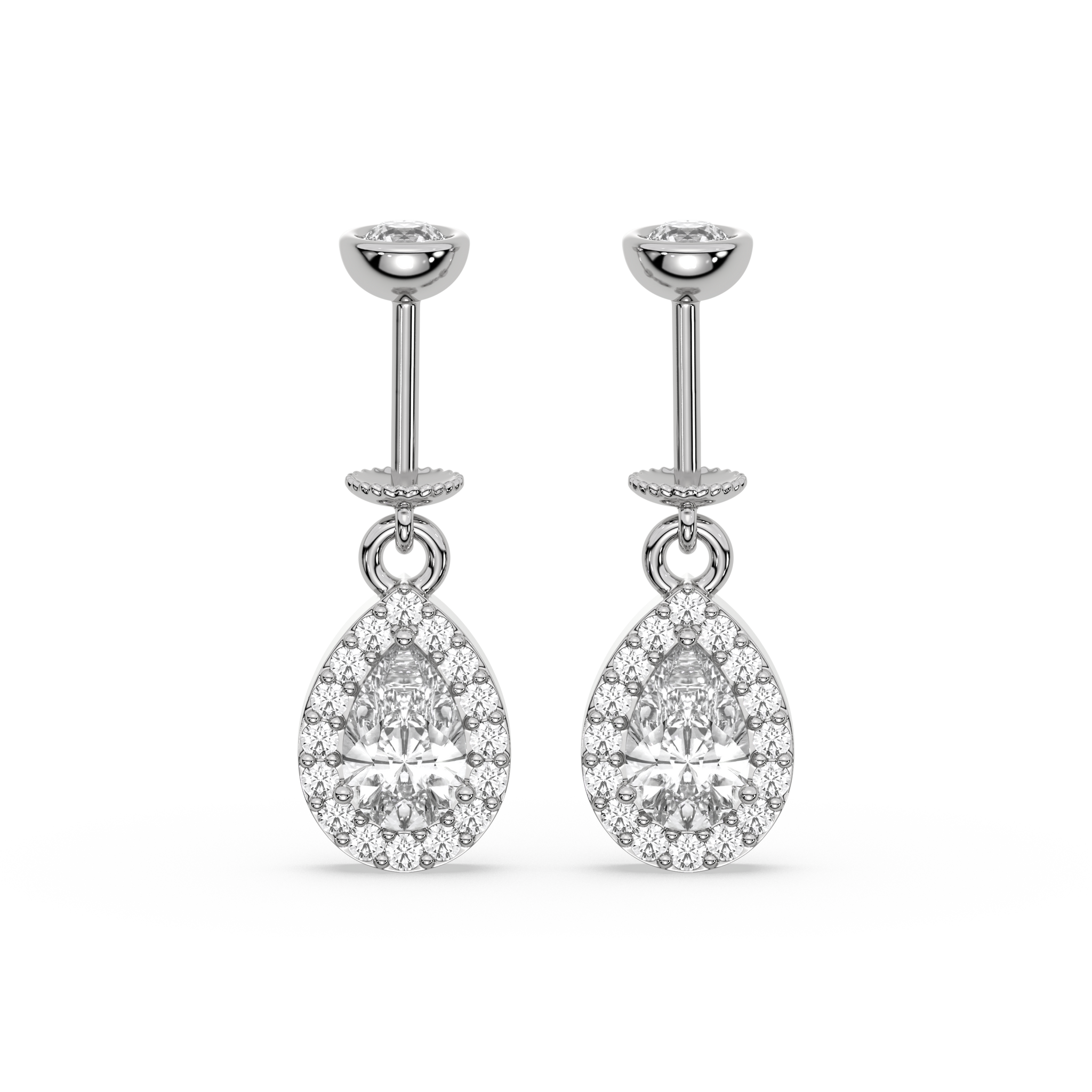 Solitaire Drop Helix Hanging Earrings