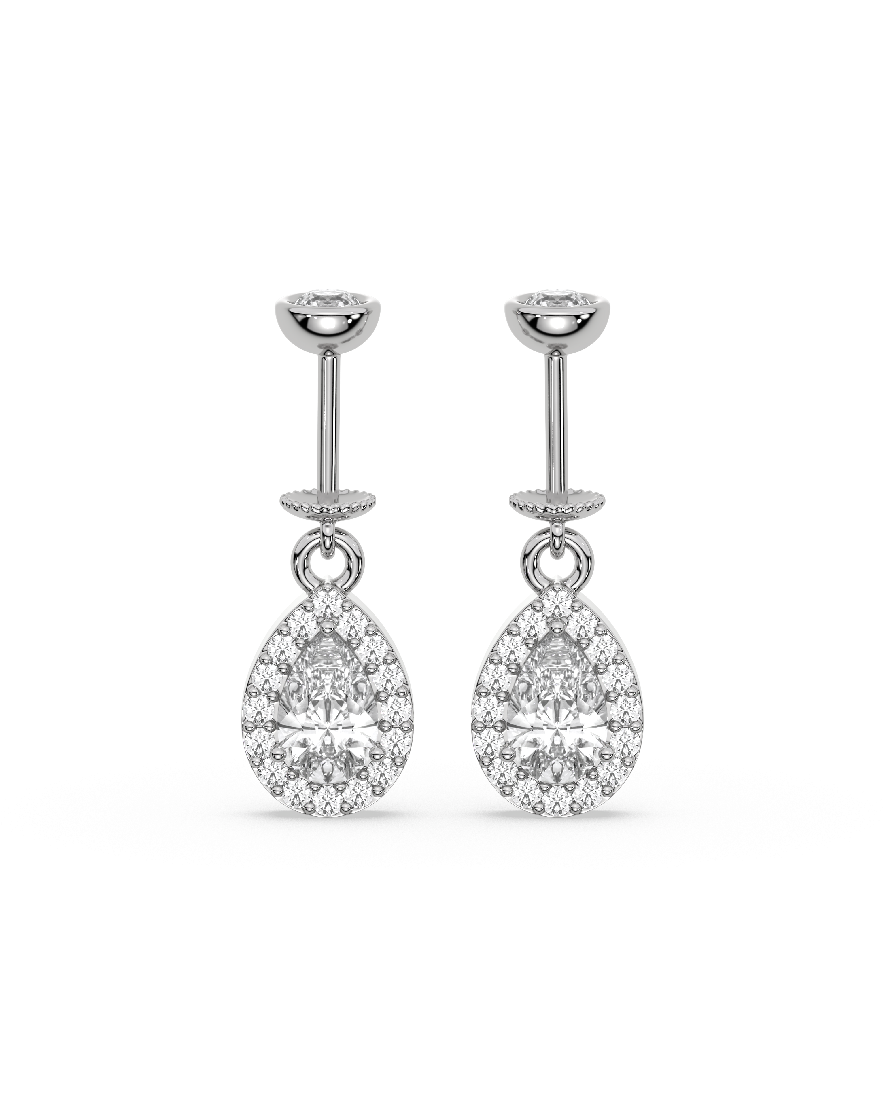 Solitaire Drop Helix Hanging Earrings