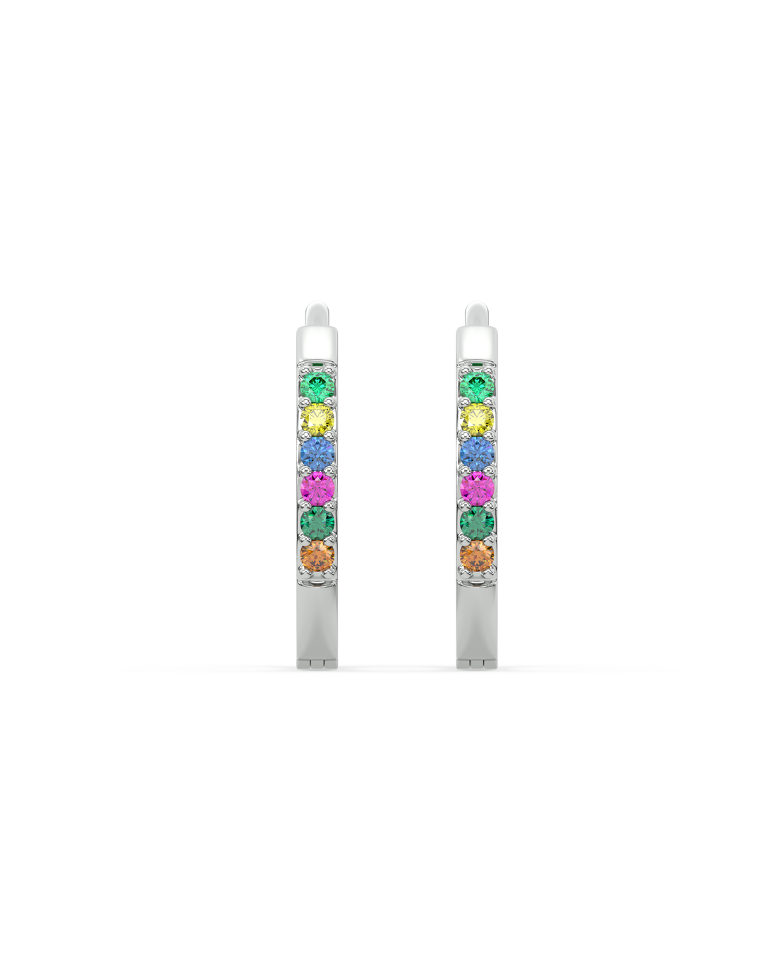 Multi Color Stone Hoops Earrings