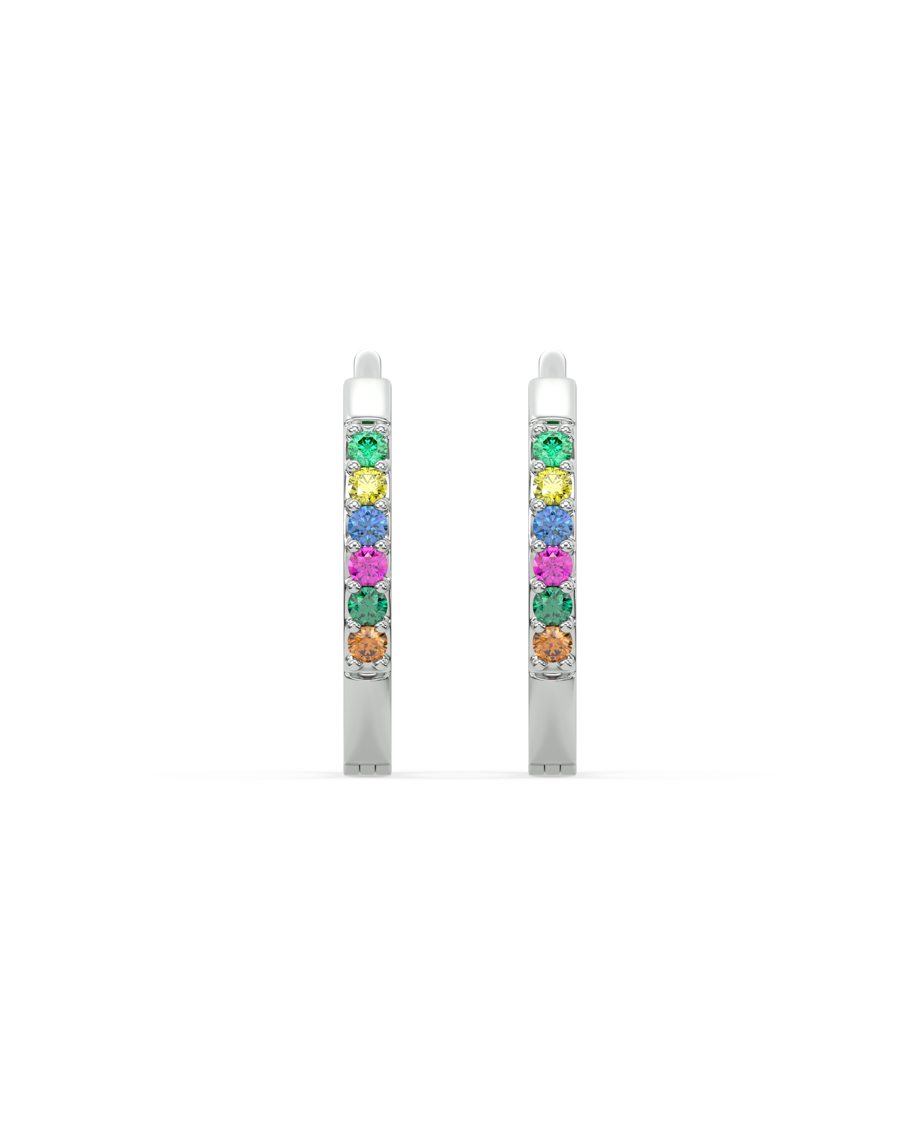 Multi Color Stone Hoops Earrings