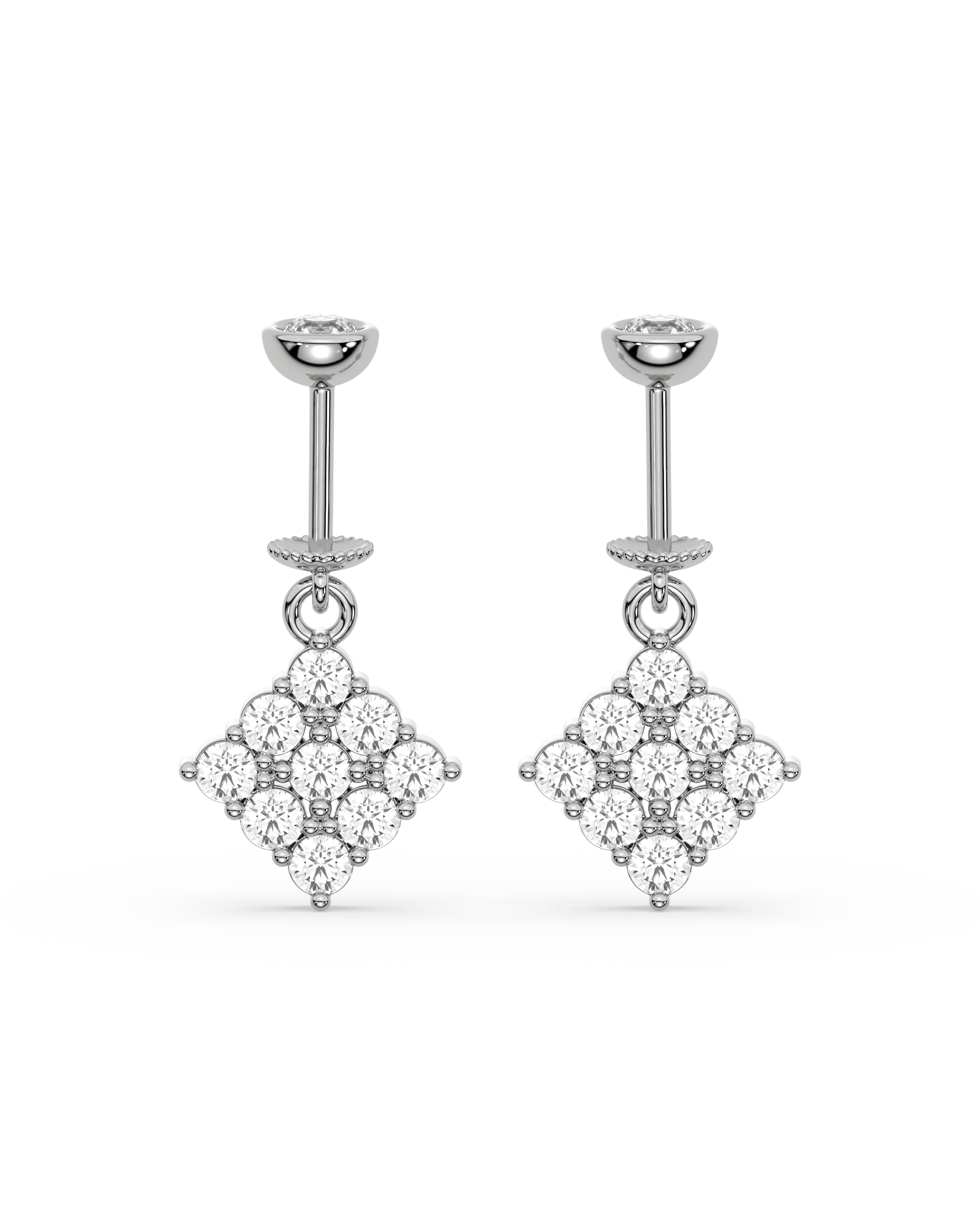 Zirconia Square Helix Hanging Earrings