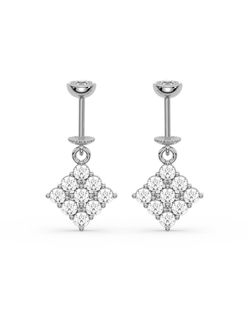 Zirconia Square Helix Hanging Earrings
