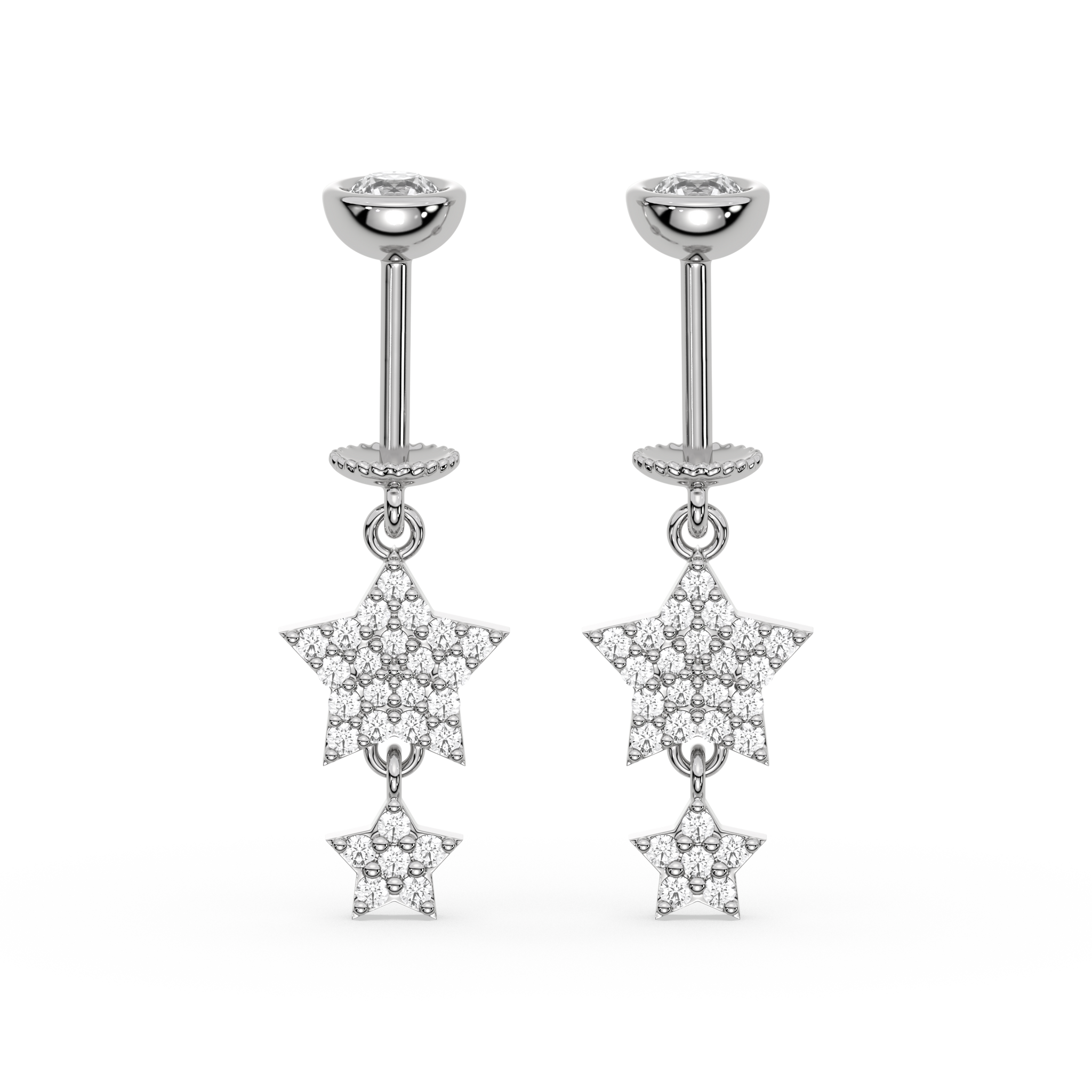 Zirconia Star Droplets Helix Hanging Earrings