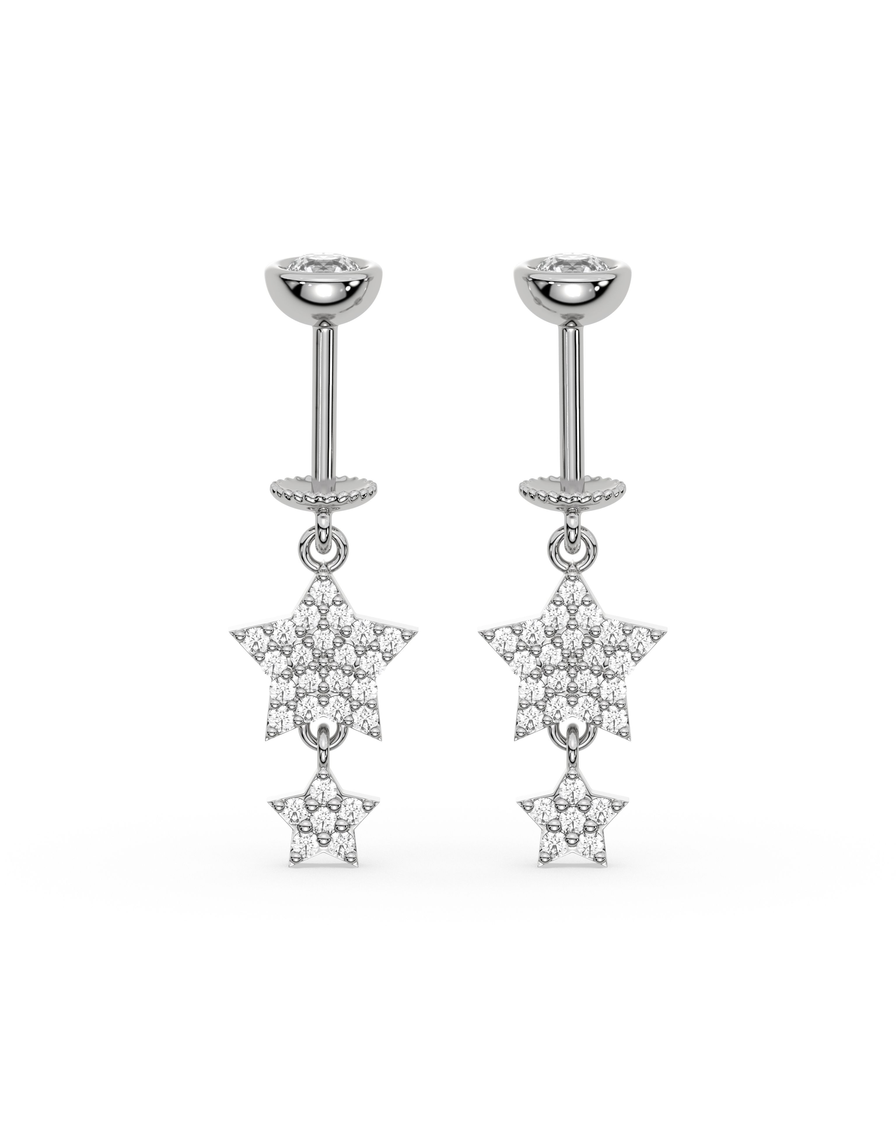 Zirconia Star Droplets Helix Hanging Earrings