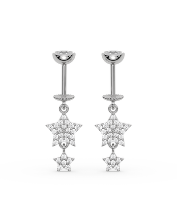 Zirconia Star Droplets Helix Hanging Earrings