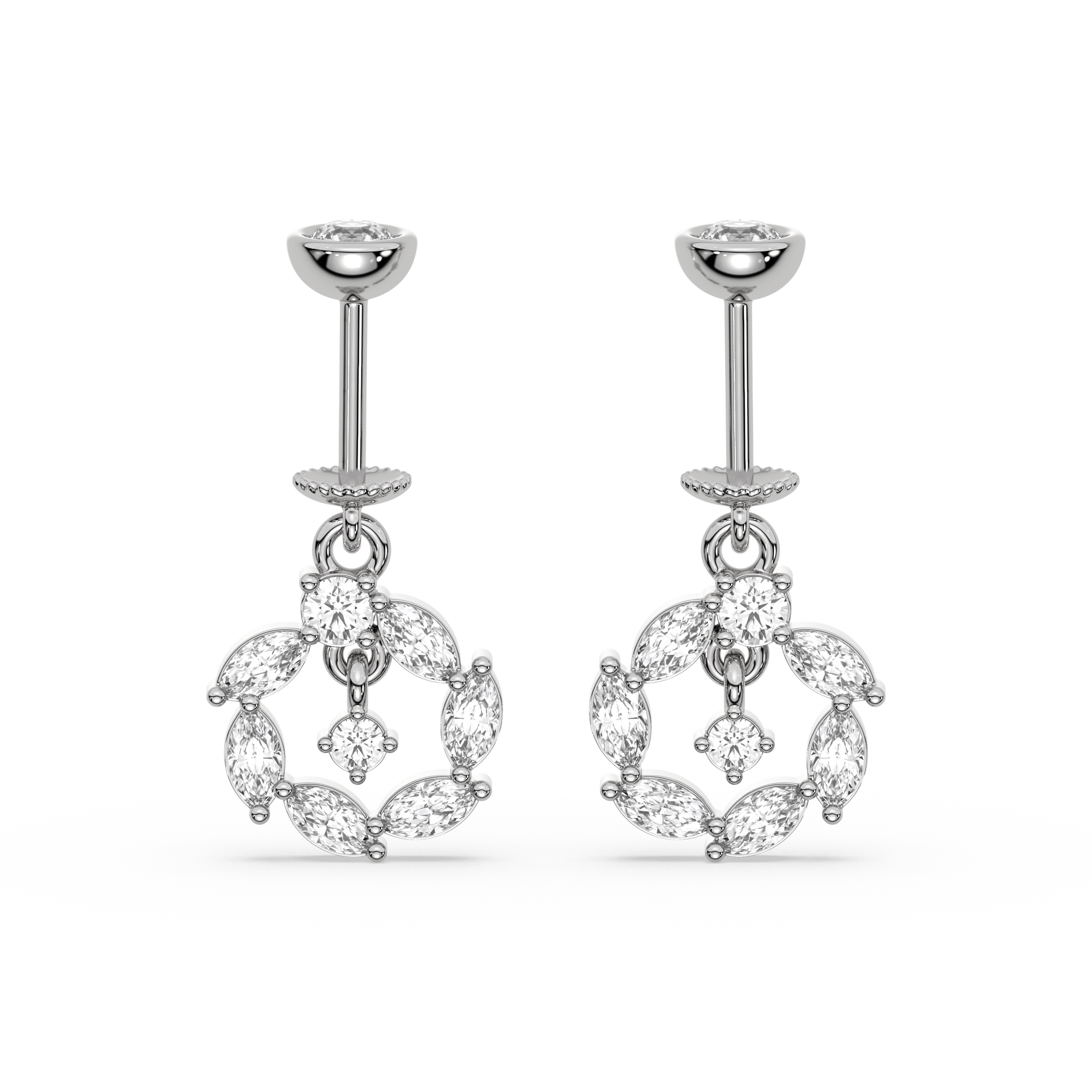 Circle With Drop Helix Hanging Earrings