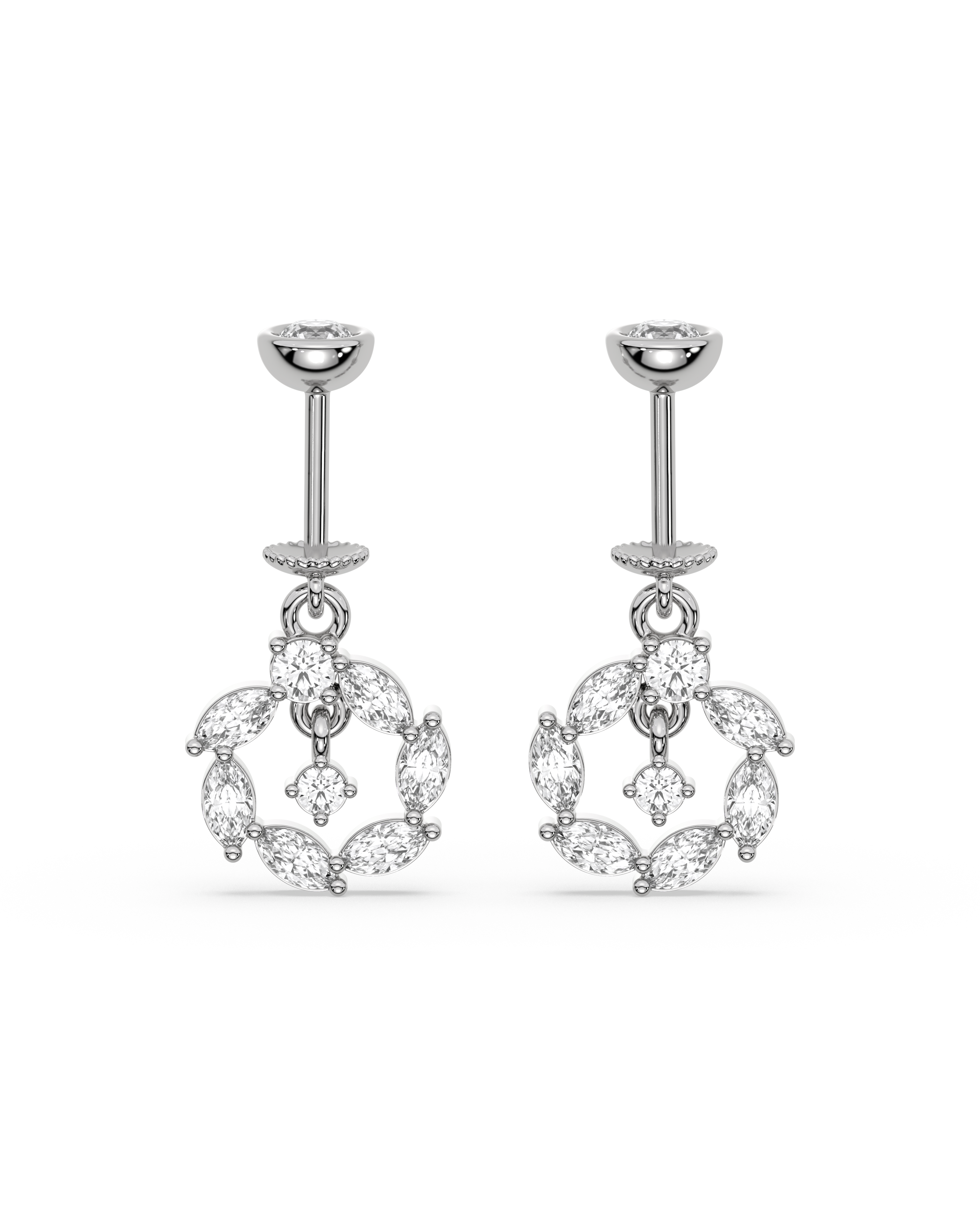 Circle With Drop Helix Hanging Earrings