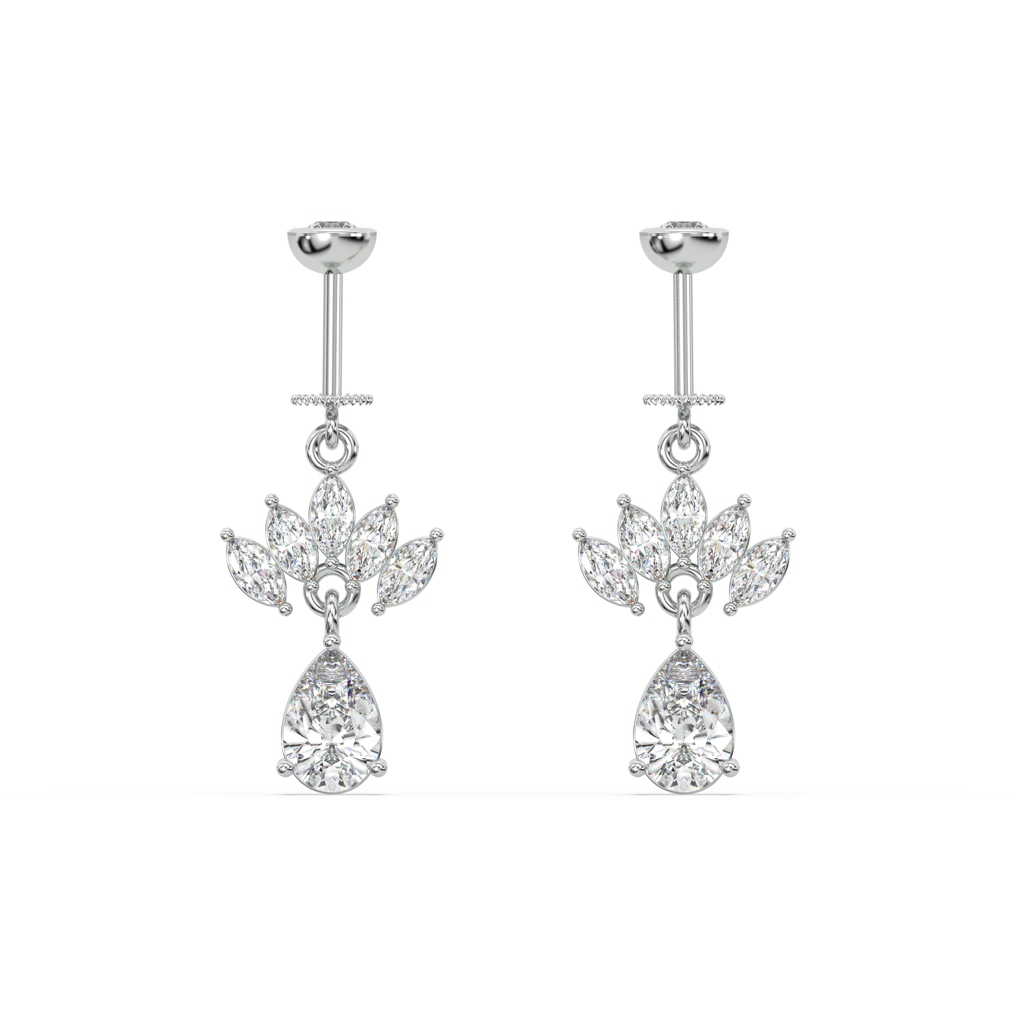 Marquise Crown Drop Helix Hanging Earrings