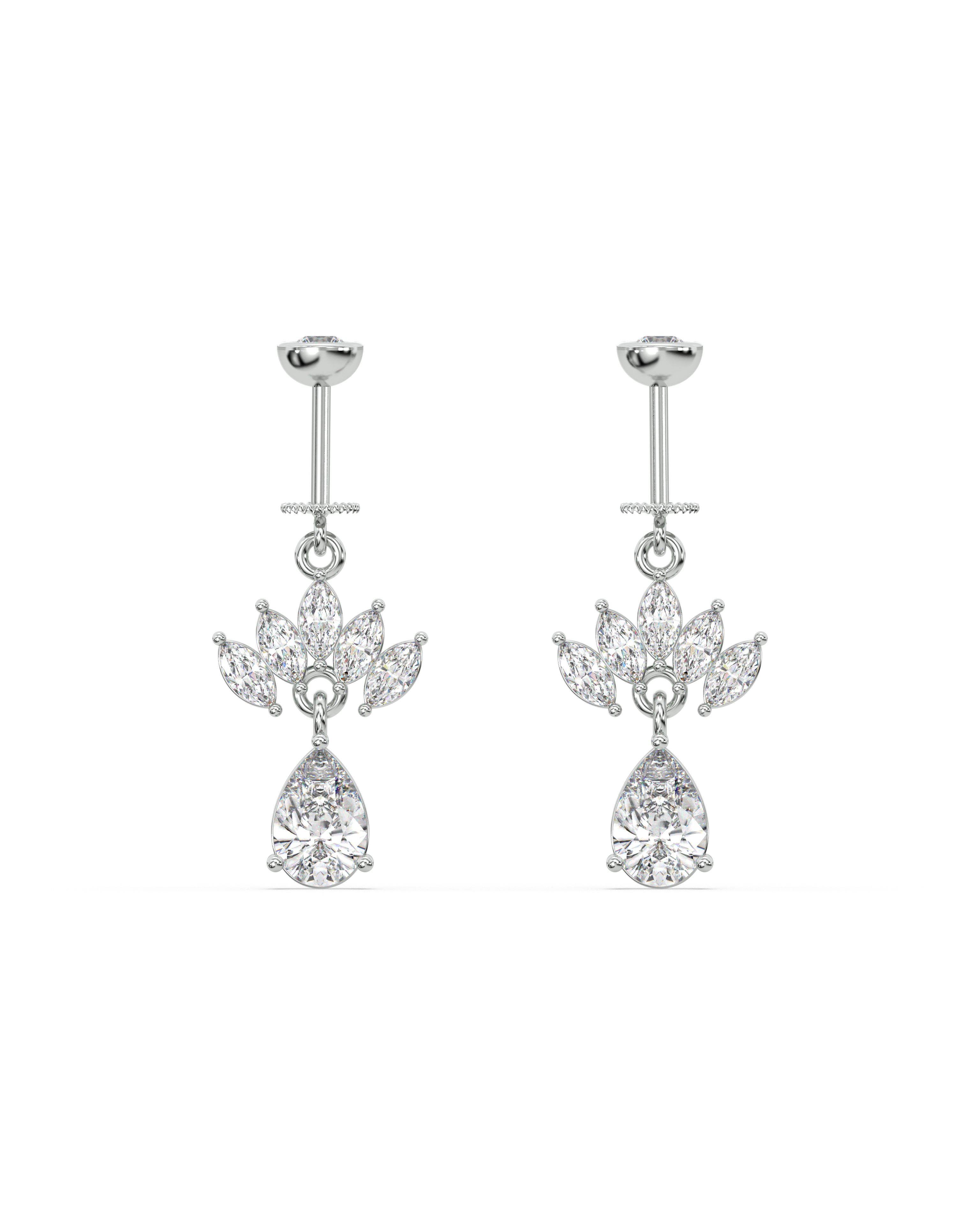 Marquise Crown Drop Helix Hanging Earrings