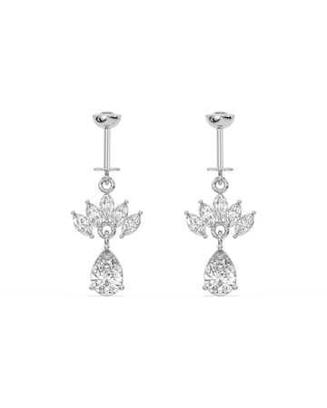 Marquise Crown Drop Helix Hanging Earrings