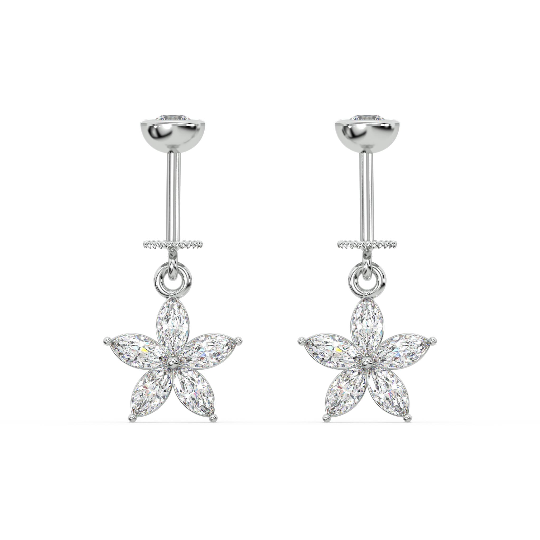 Marquise Starfish Helix Hanging Earrings