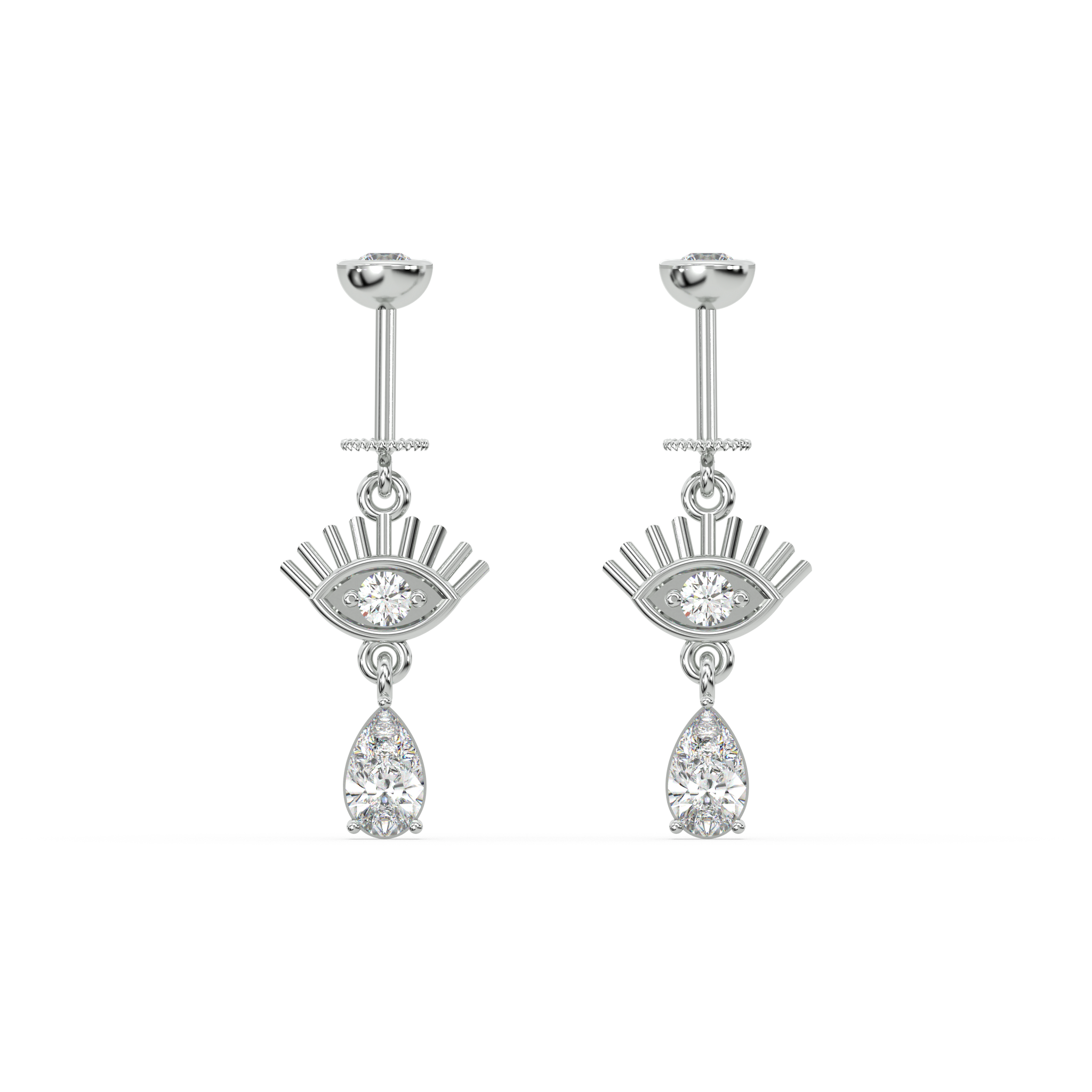 Eye With Droplet Helix Hanging Earrings