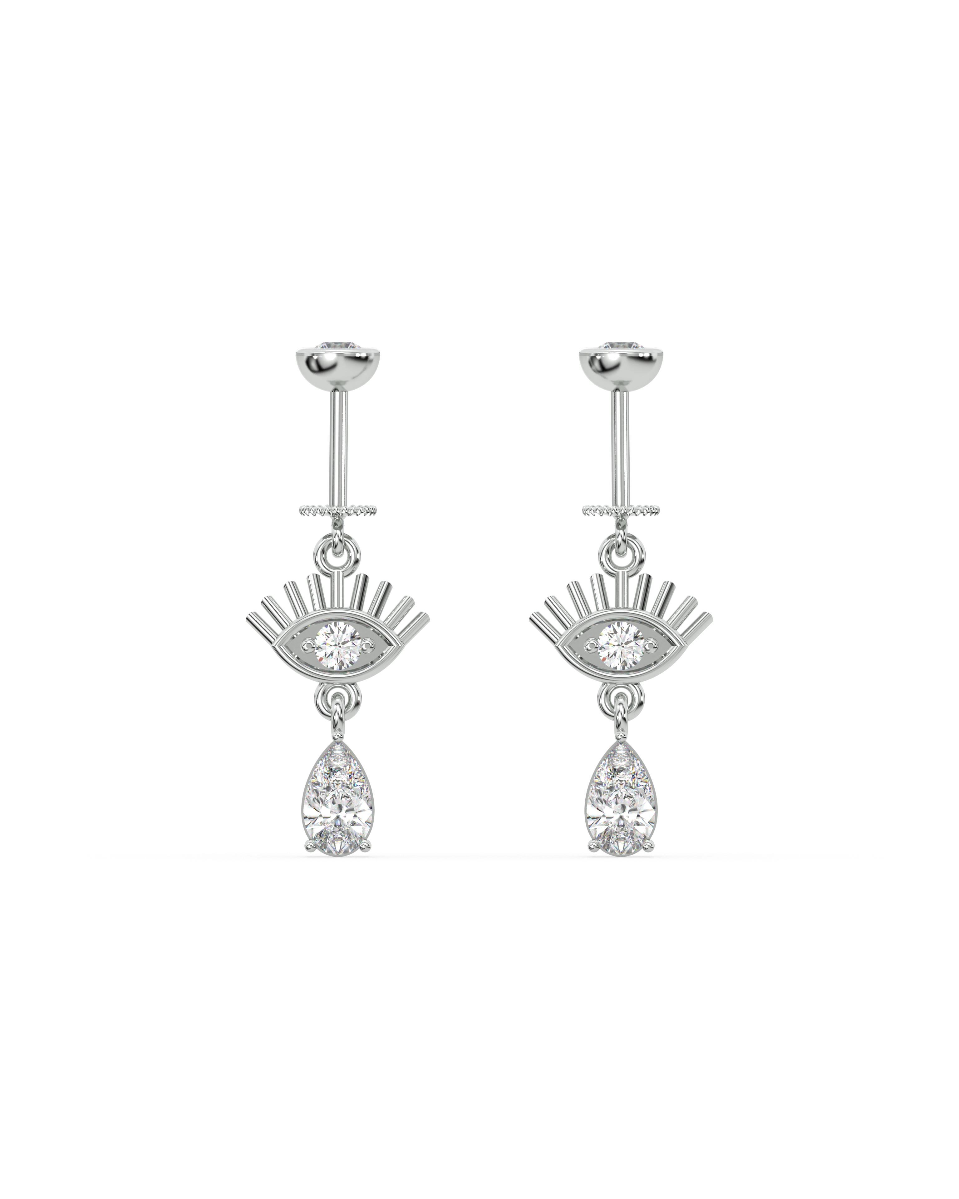 Eye With Droplet Helix Hanging Earrings