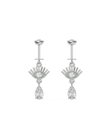 Eye With Droplet Helix Hanging Earrings
