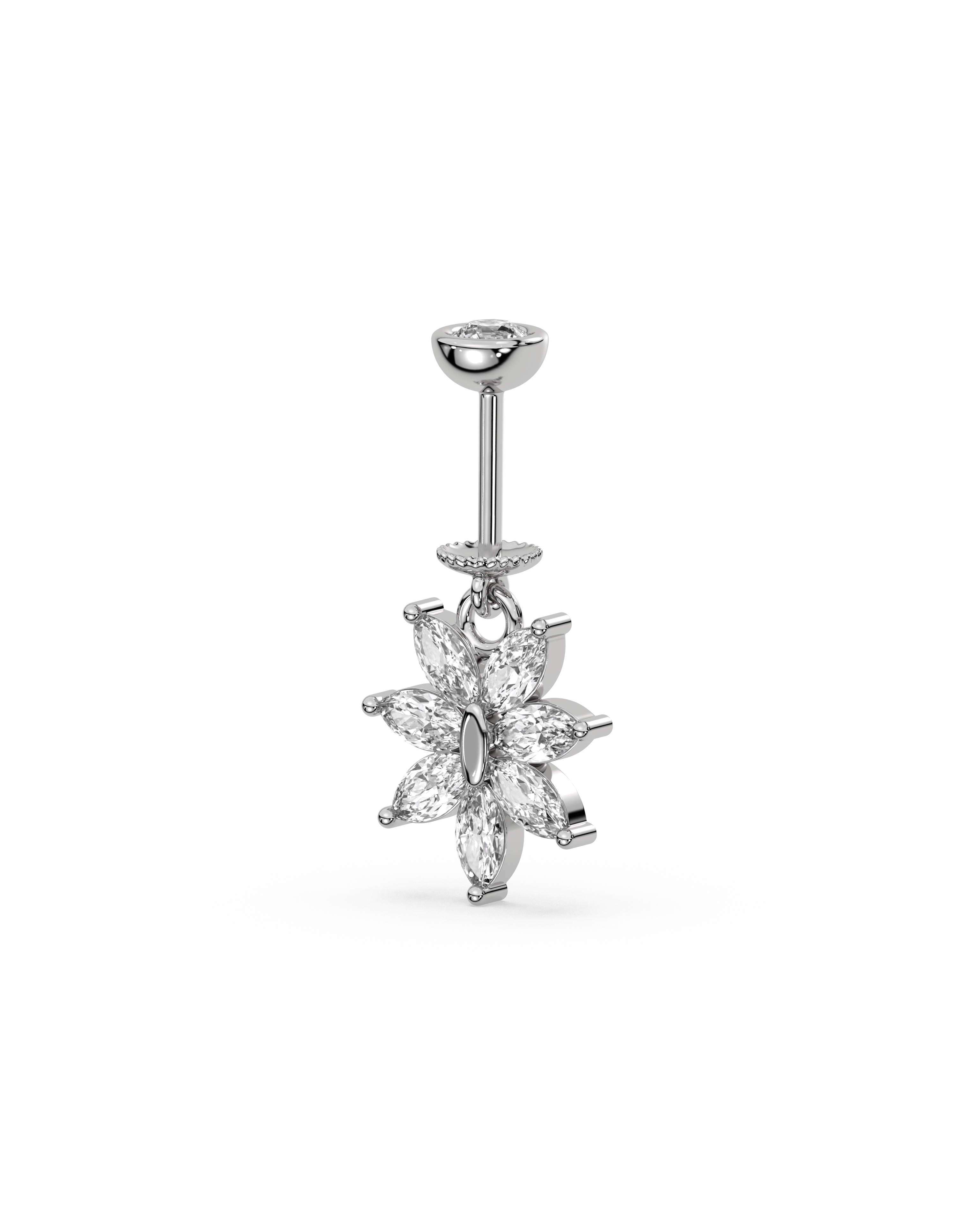 Seven Marquise Flower Helix Hanging Earrings