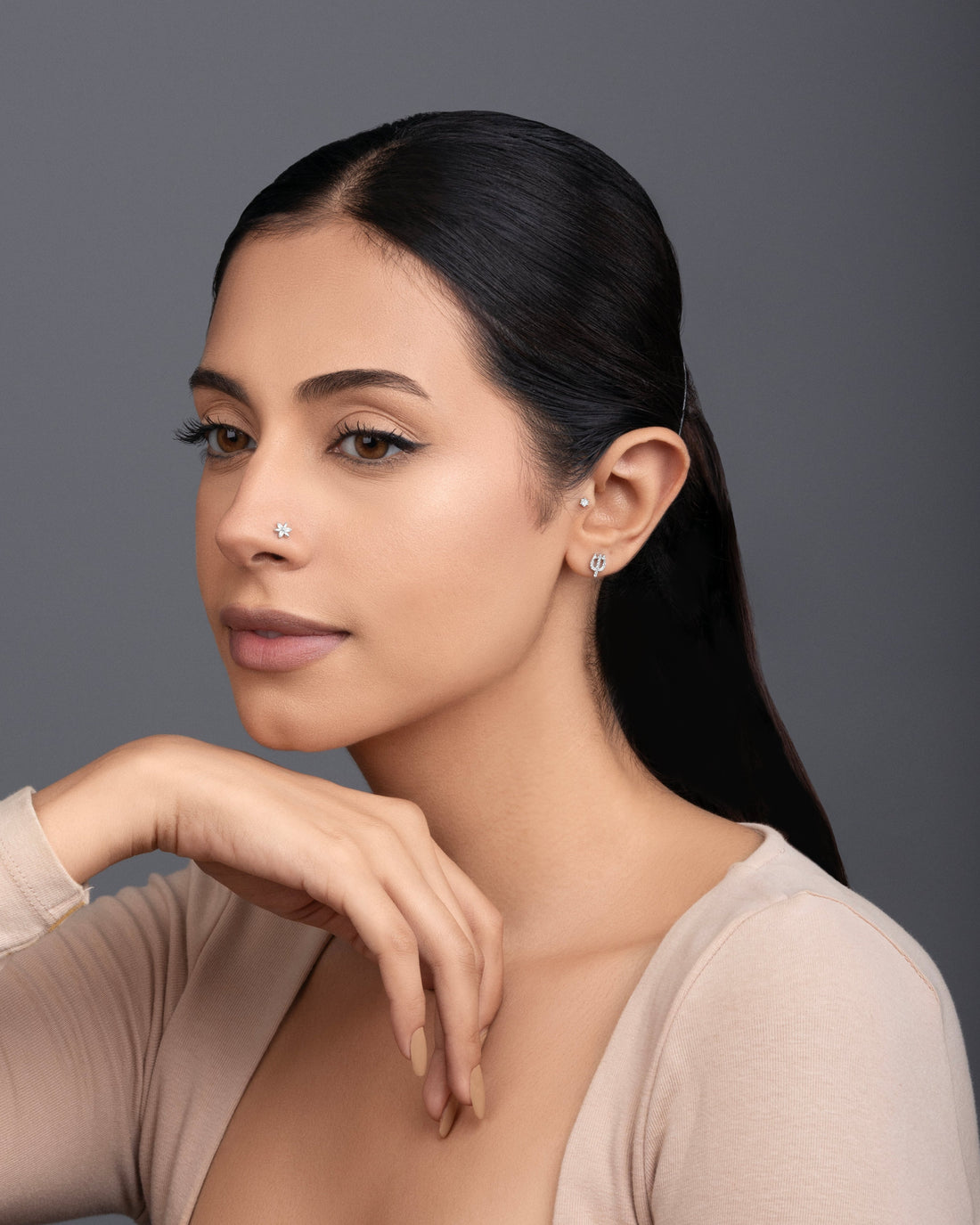Trishul Pave Stud Earrings