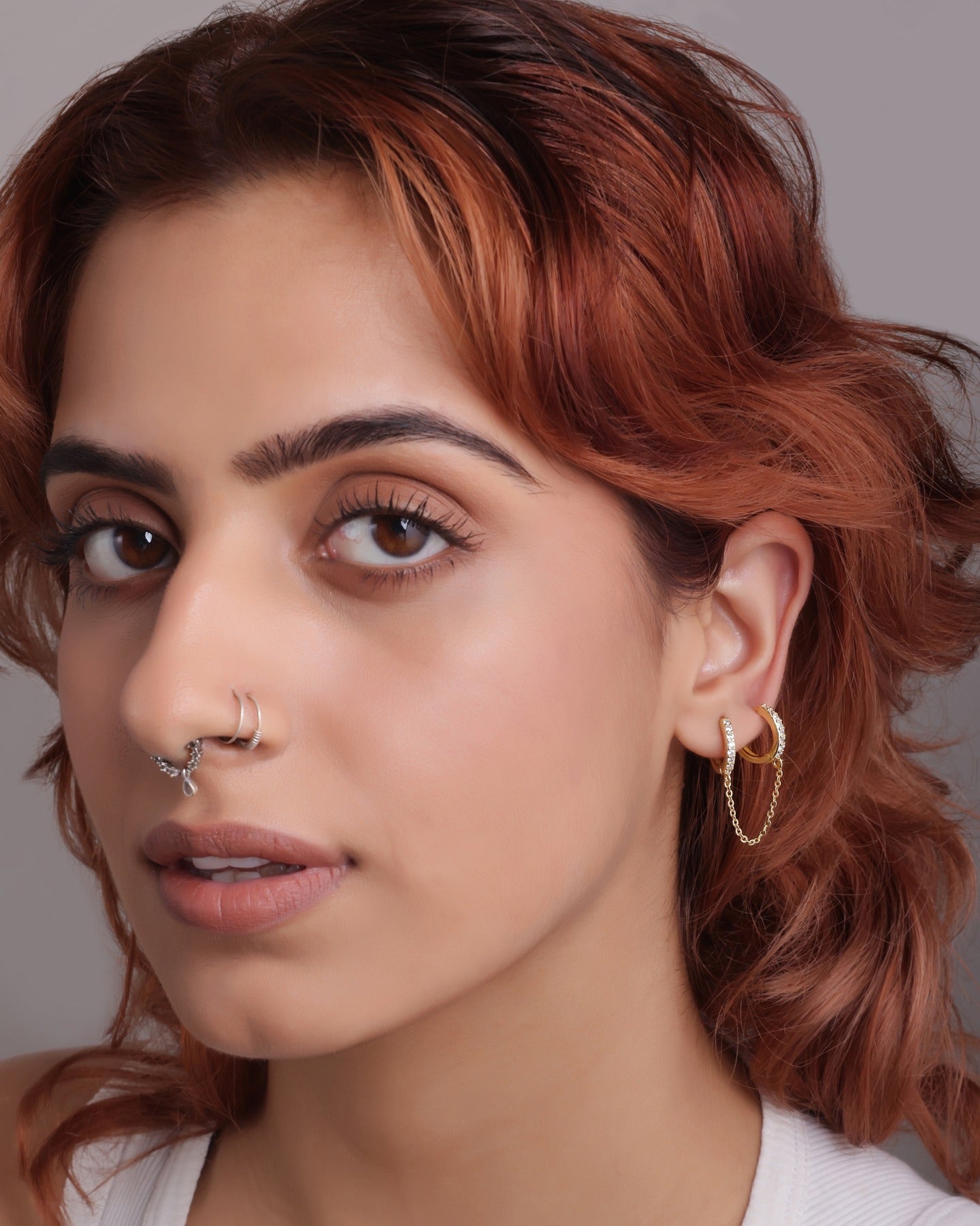 Connecting Hoop Chain Earrings