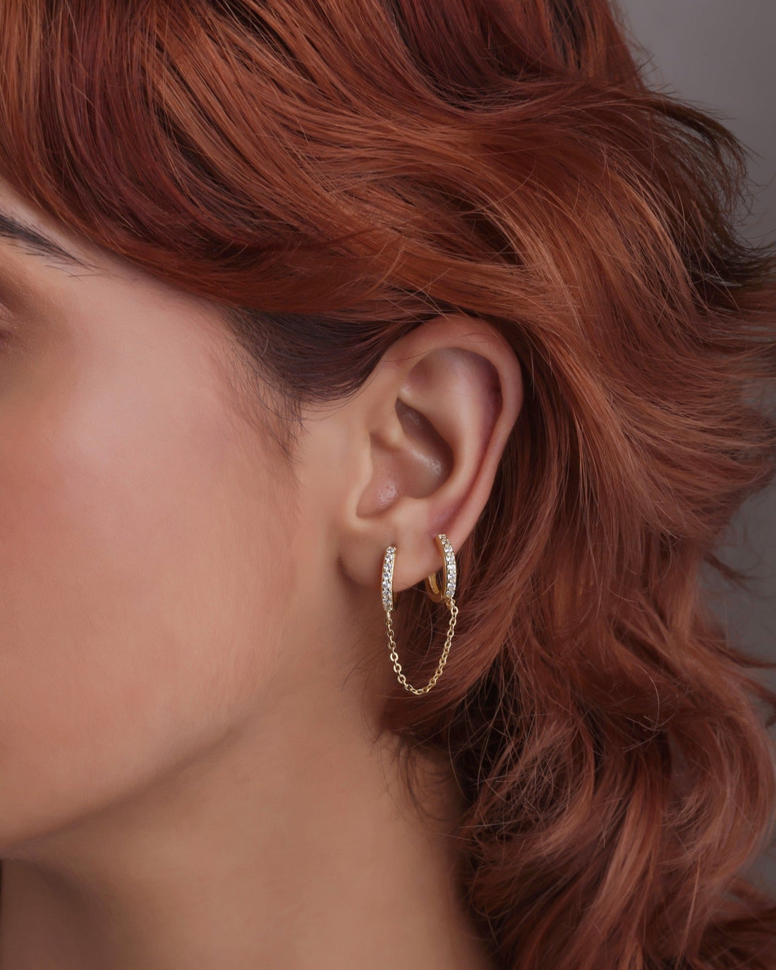 Connecting Hoop Chain Earrings