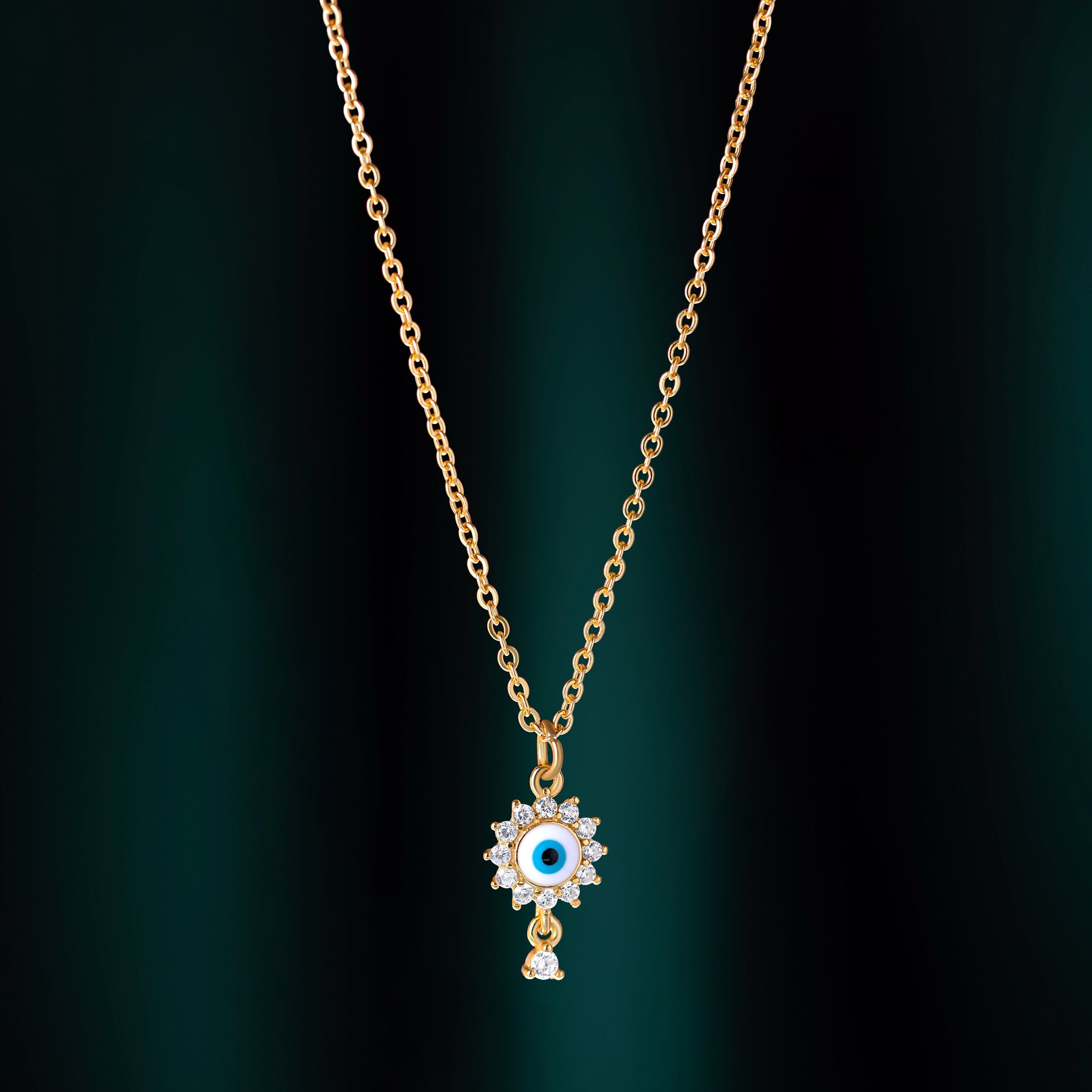 Dangling Enamel Eye Charm Necklace