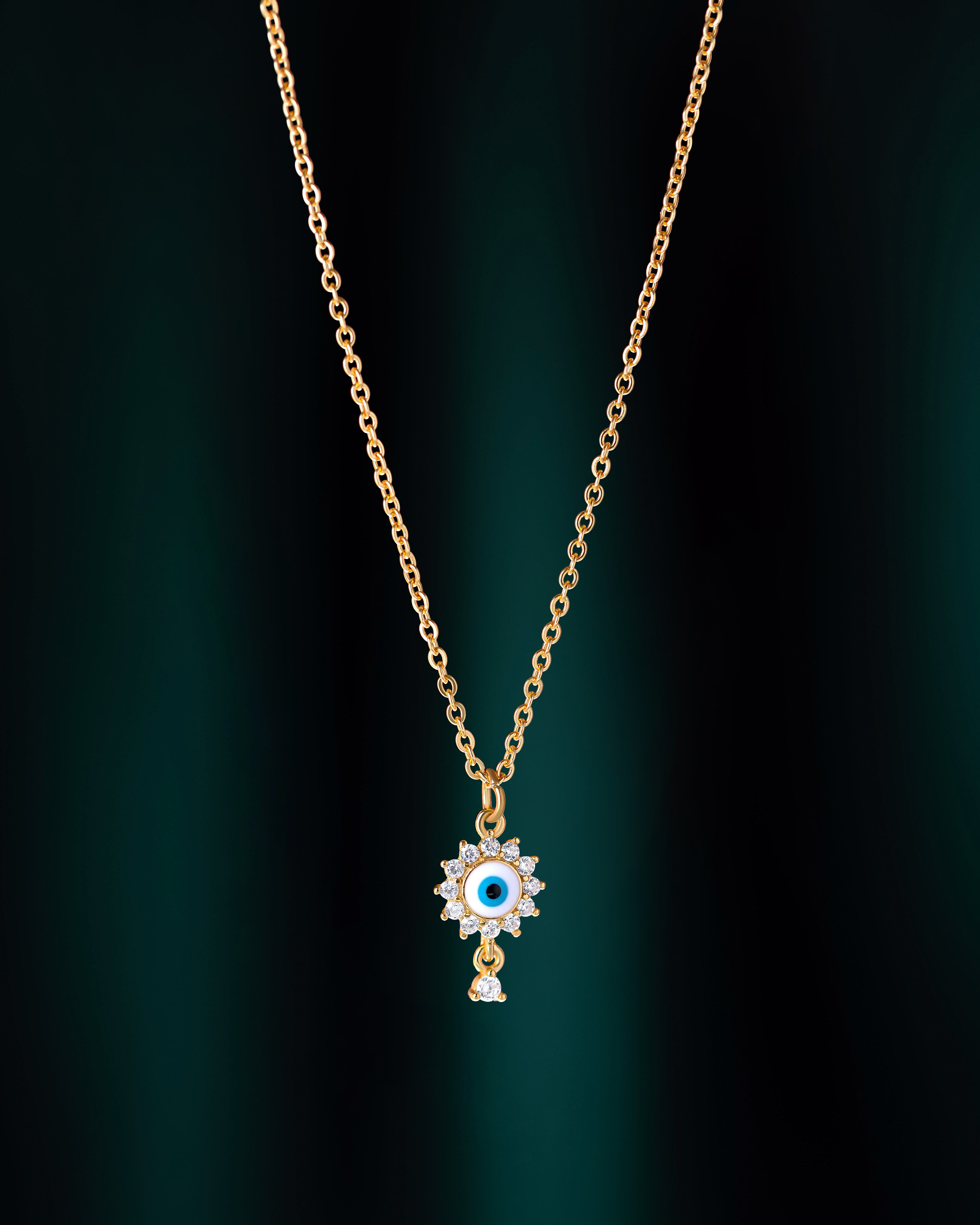 Dangling Enamel Eye Charm Necklace