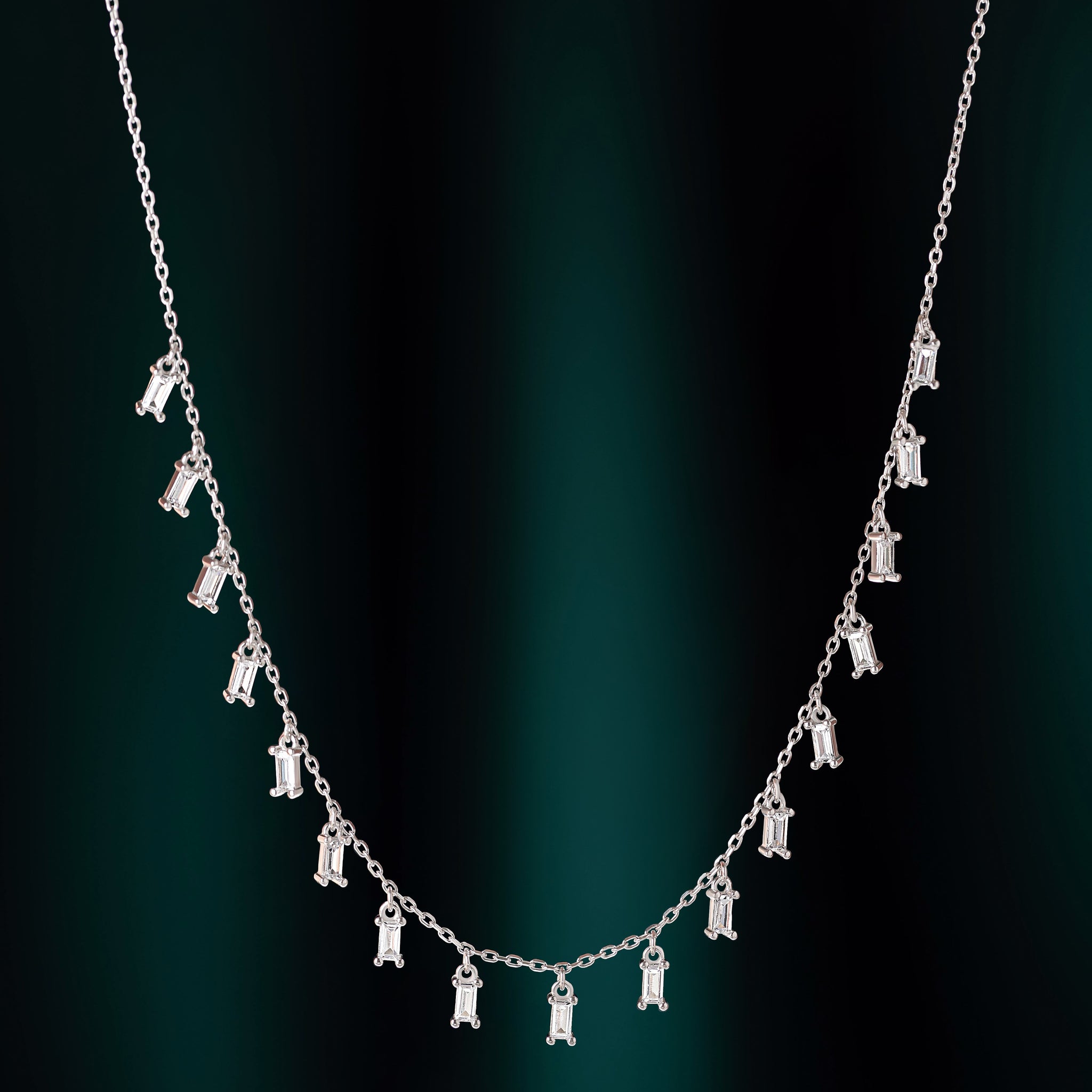 Radiant Baguette Multi Charm Necklace