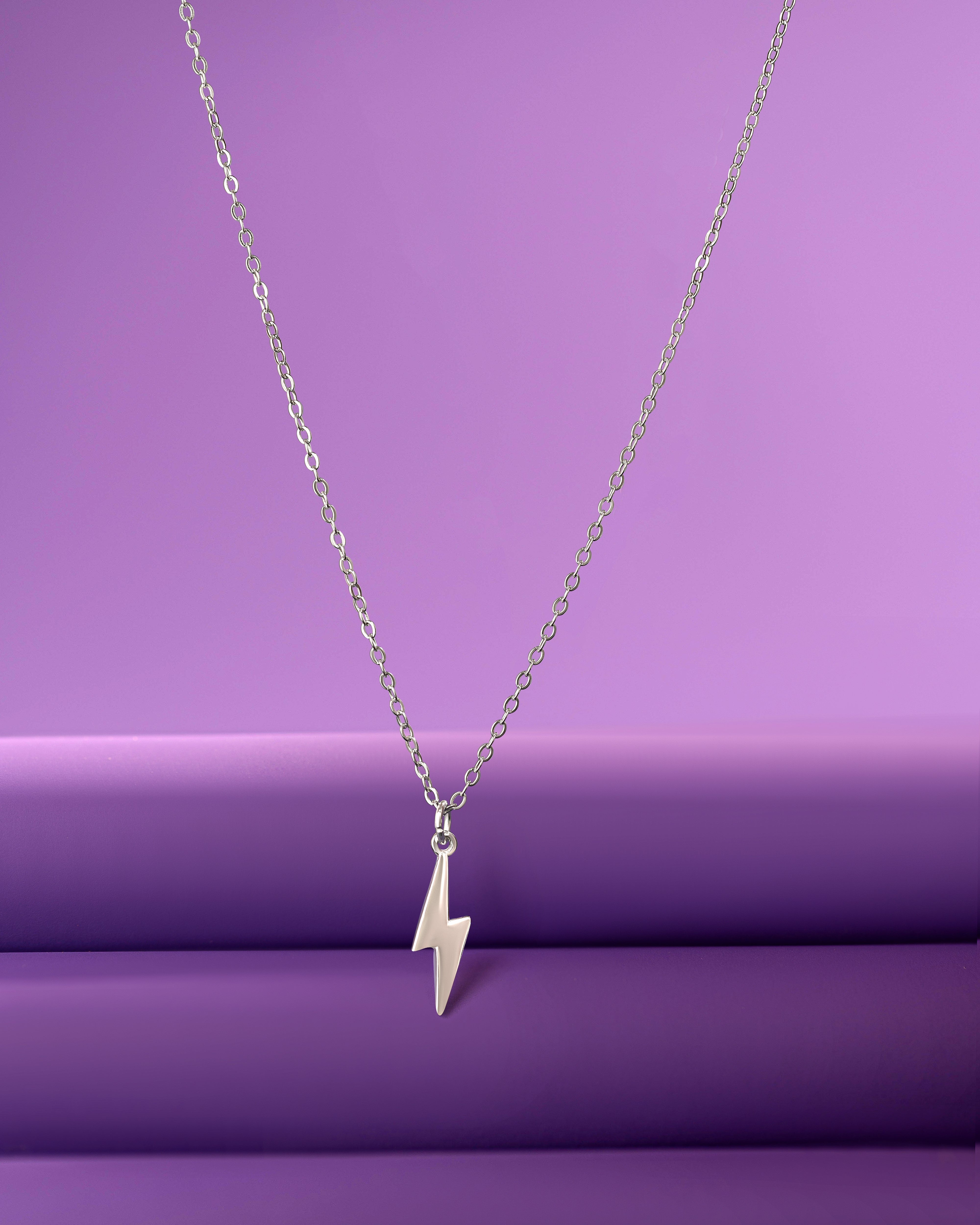 Minimal Dainty Thunder Charm Necklace