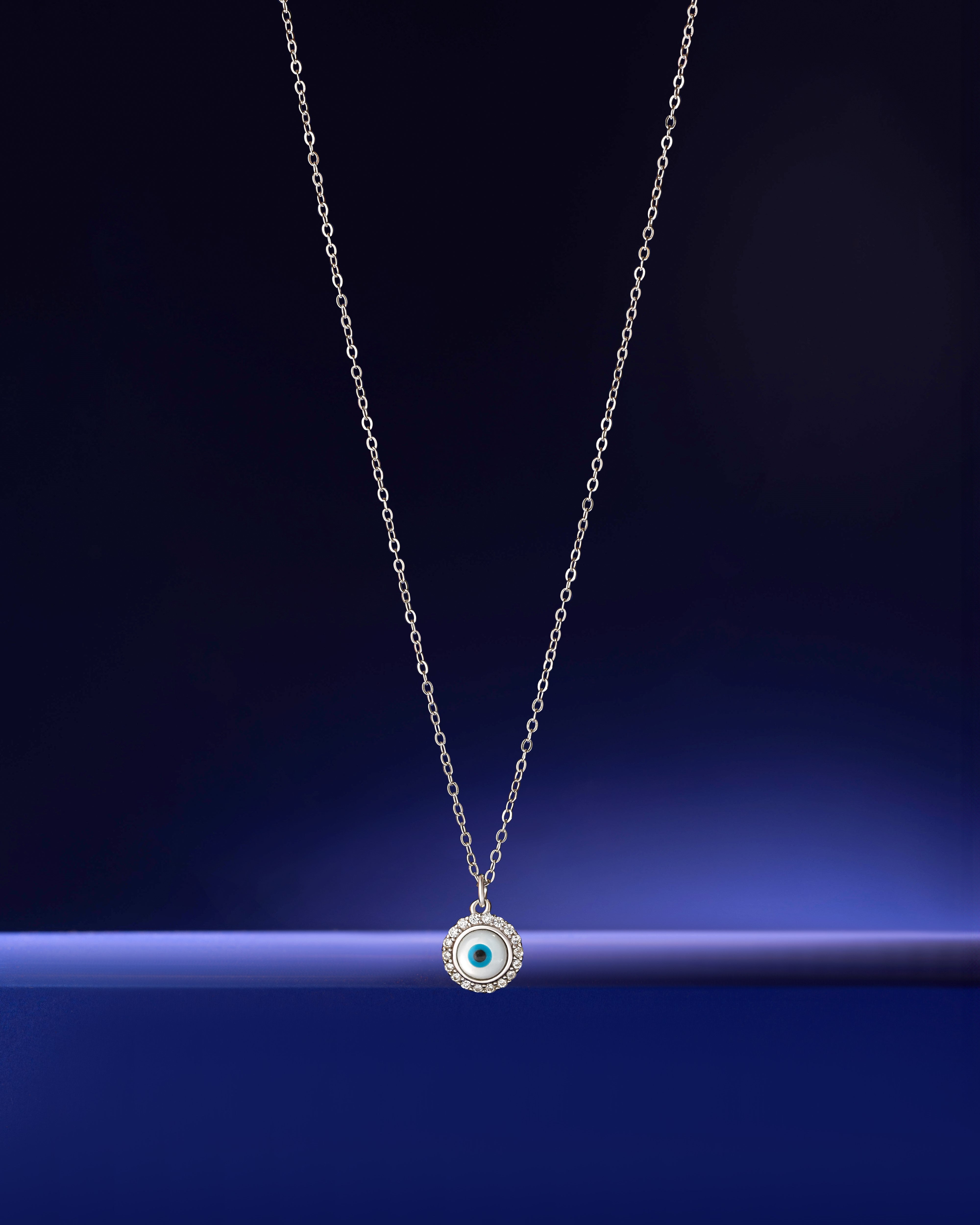 Zircon Pave' Evil Eye Necklace