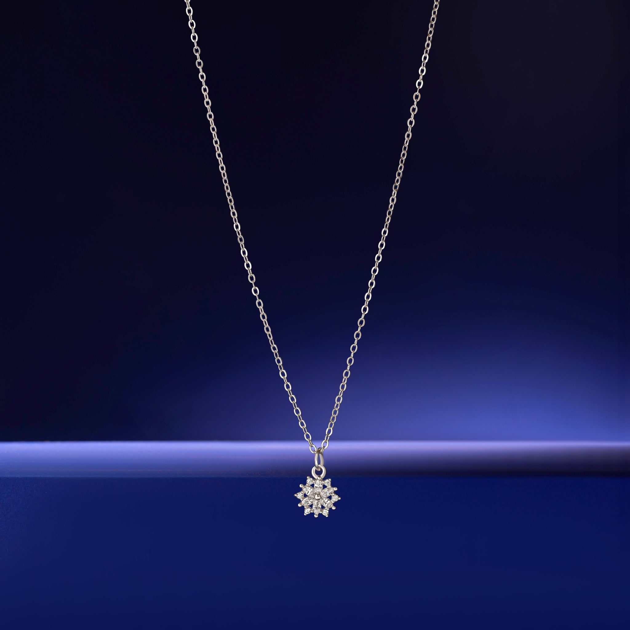 Ice Crystal Charm Necklace- Snow Burst