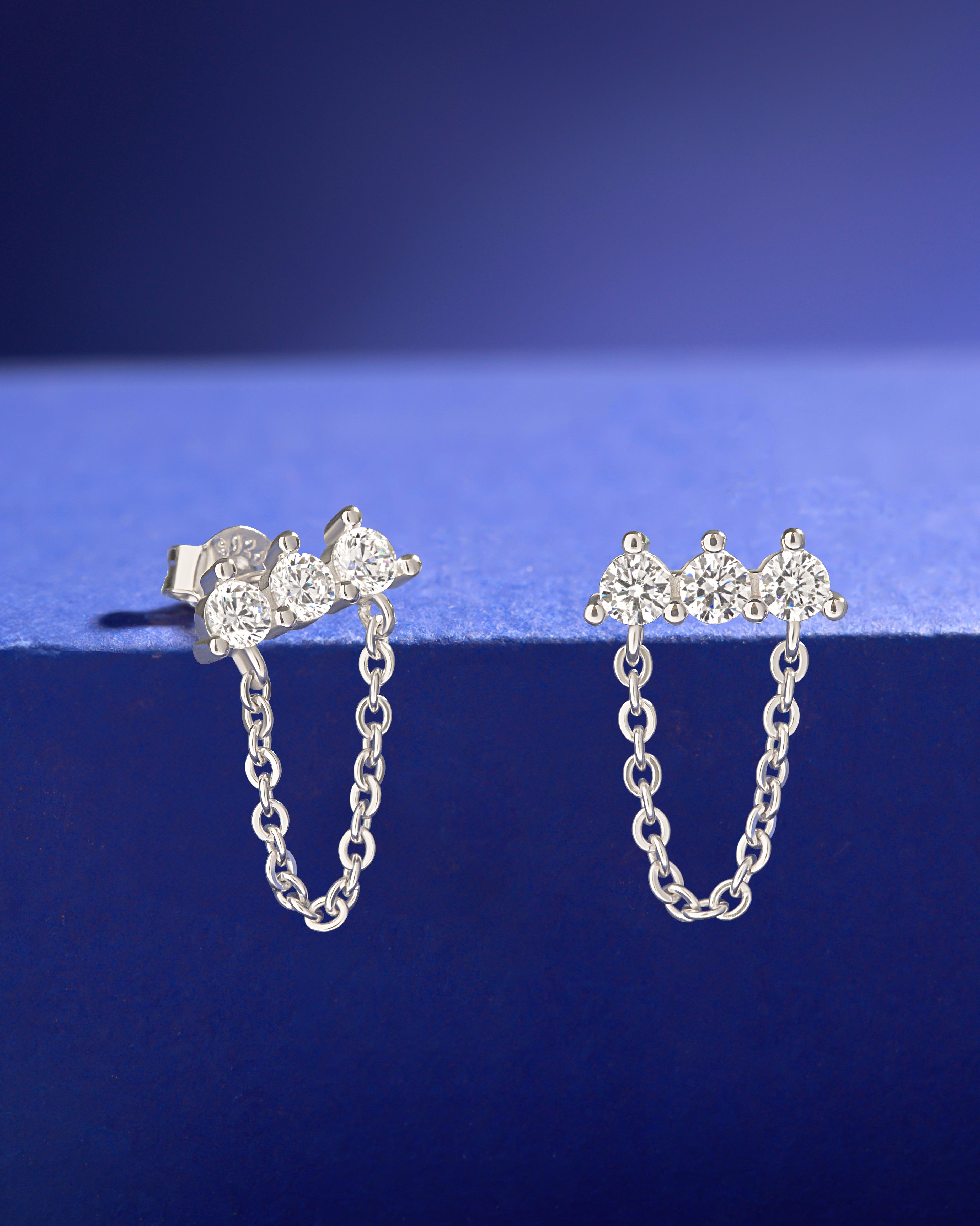 Dangling Chain Bar Stud Earrings