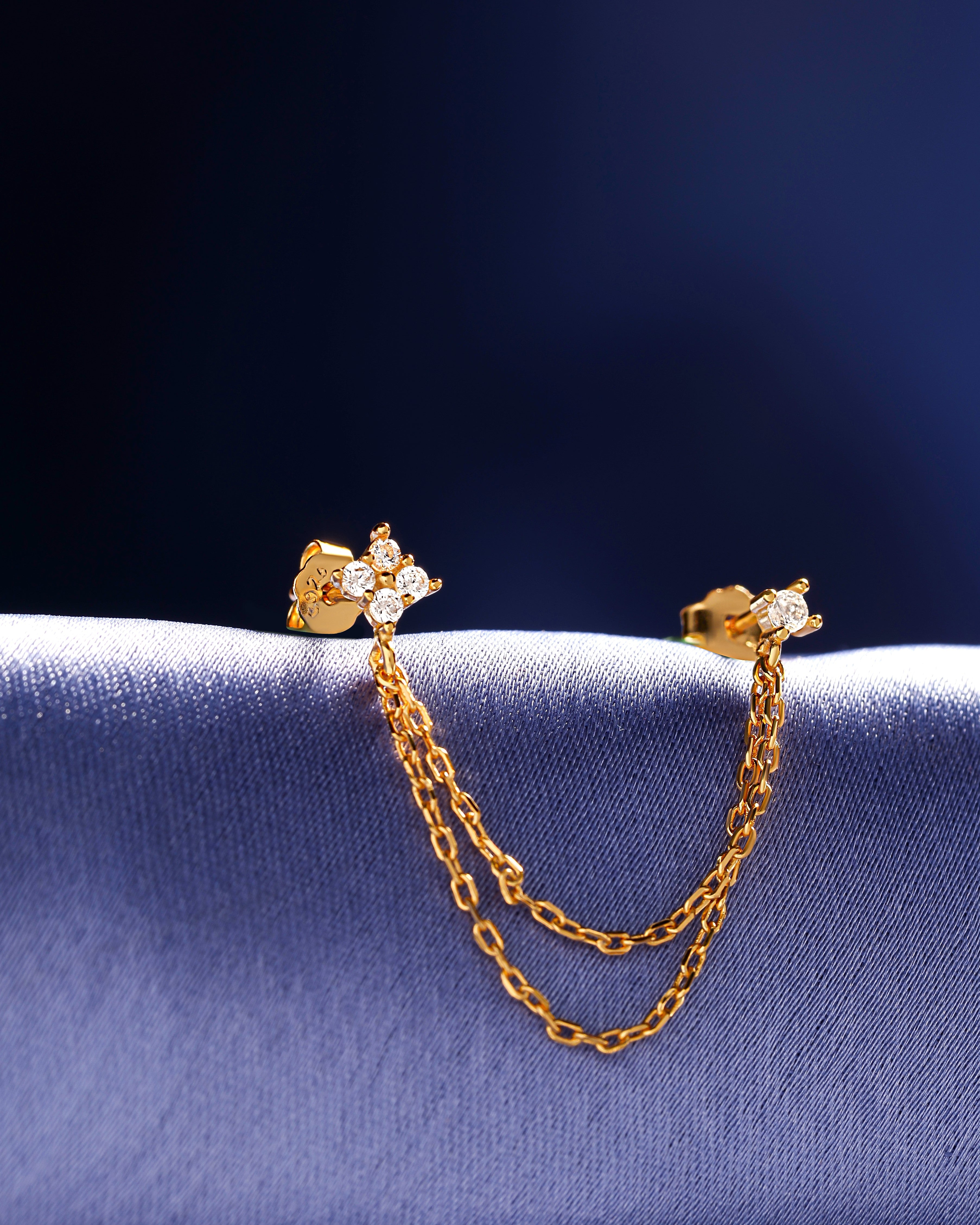 Lotus Petal Connector Chain Earrings