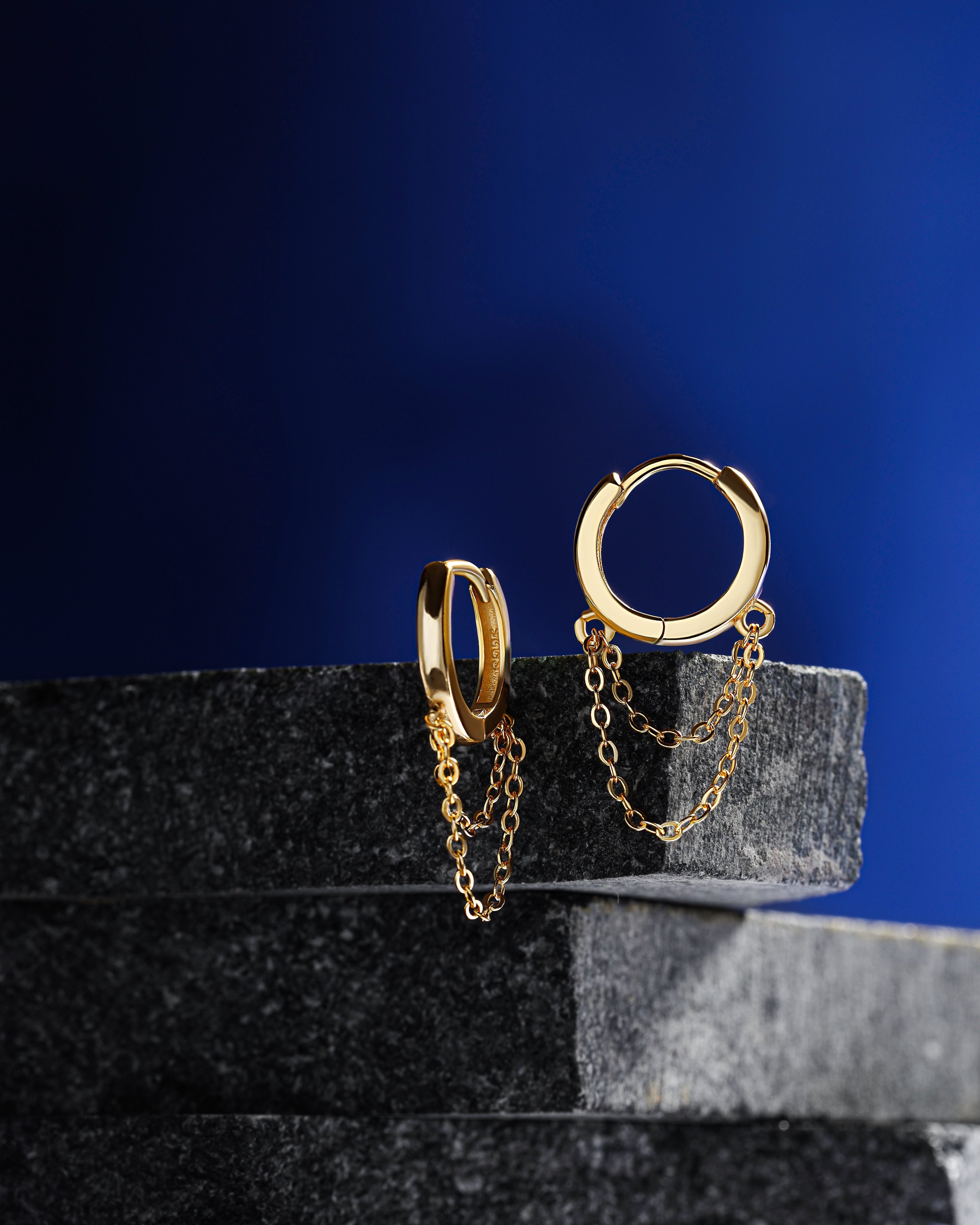 Chain Dangler Hoop Earrings