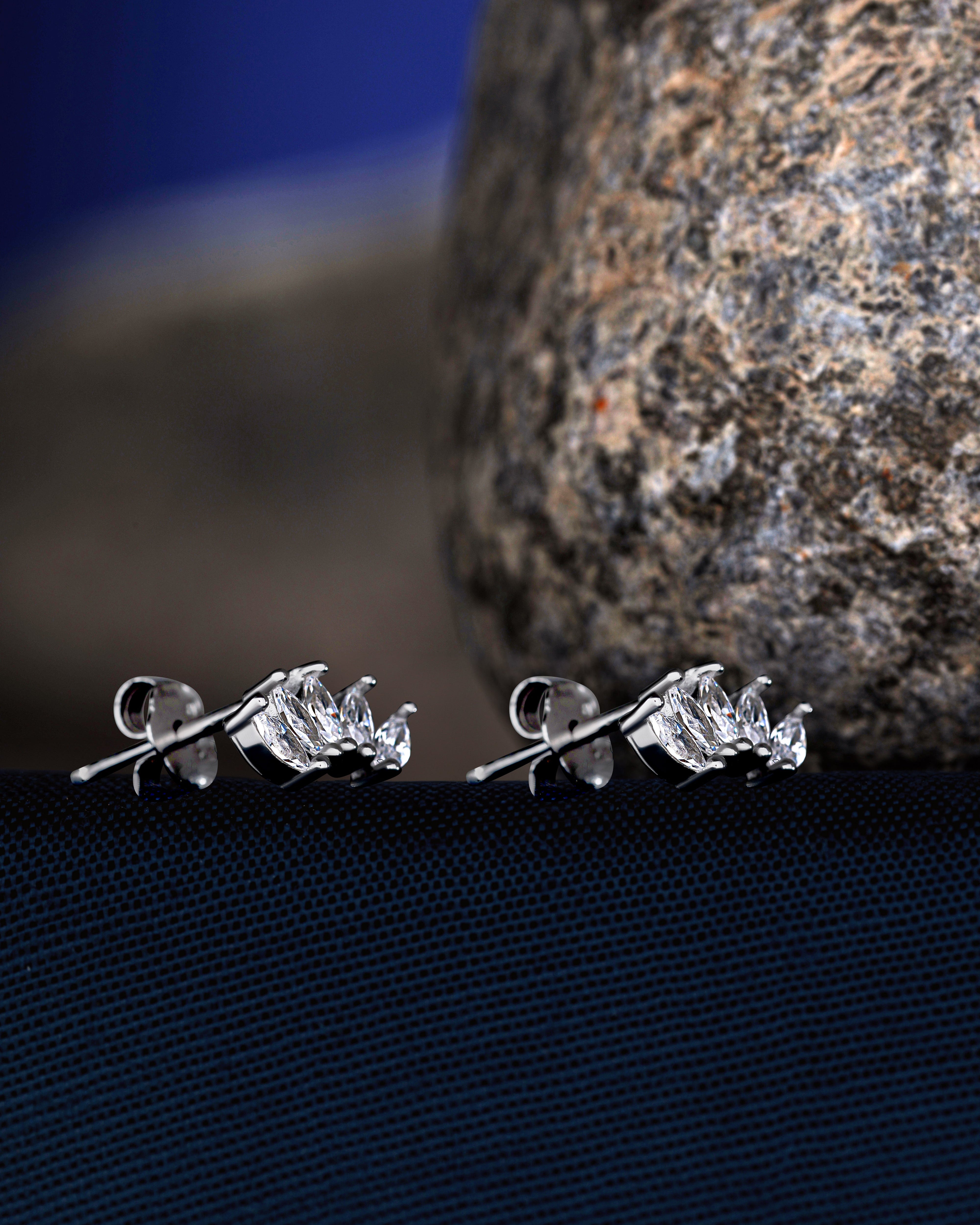 Baguette Stone Crown Stud Earrings