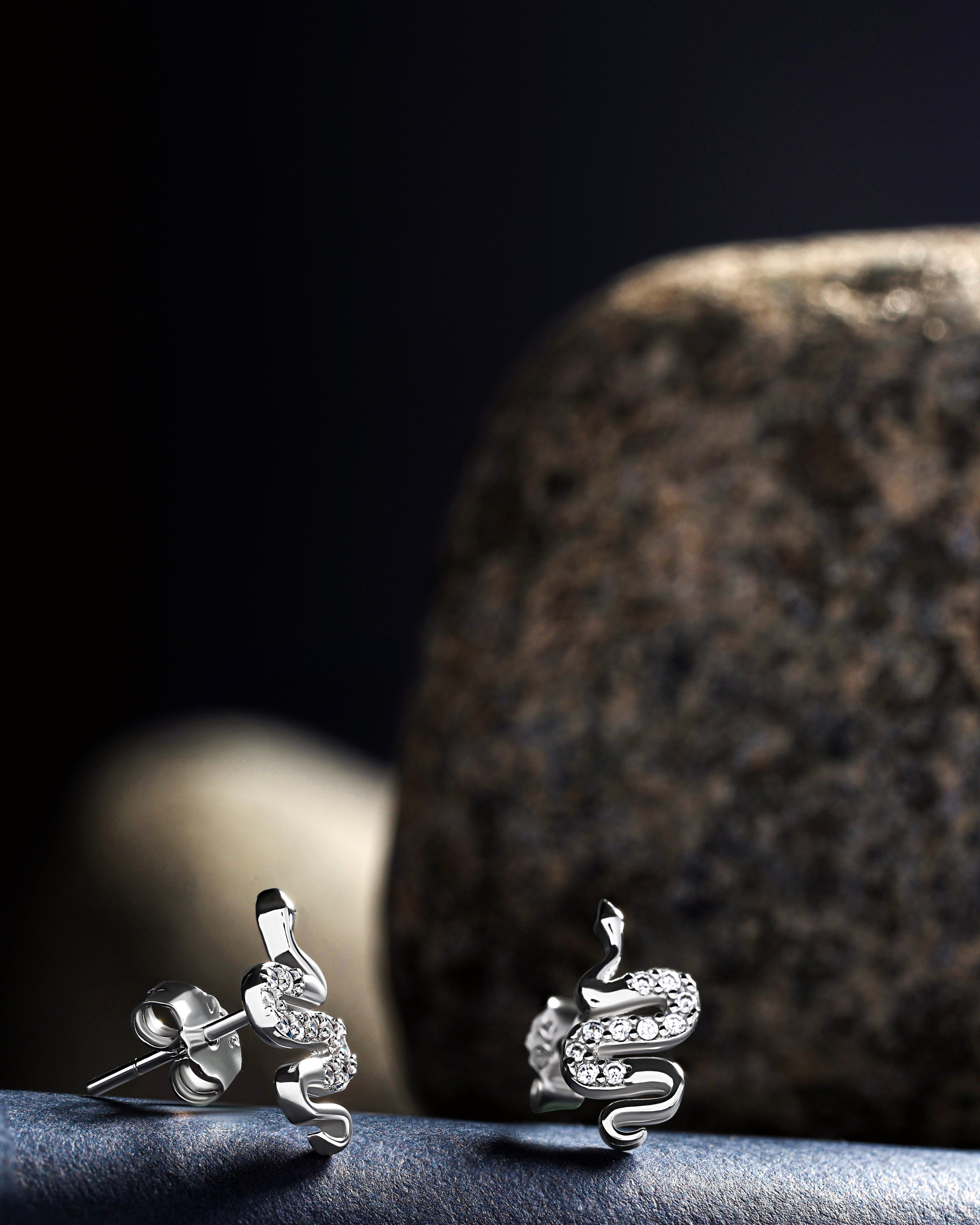 Serpentis-Cubic Zirconia Snake Stud Earrings