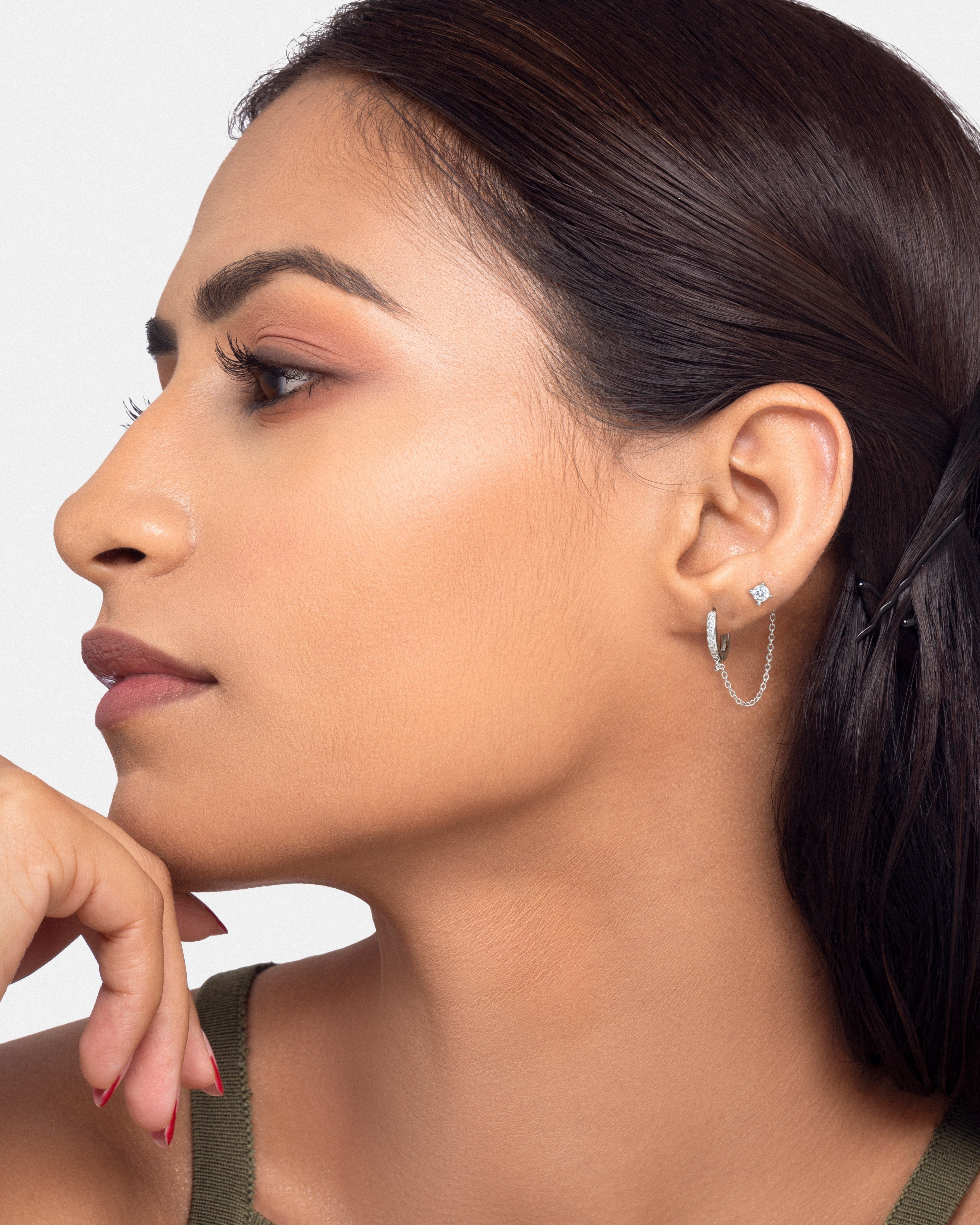 Claw Hoop Connector Chain Earrings