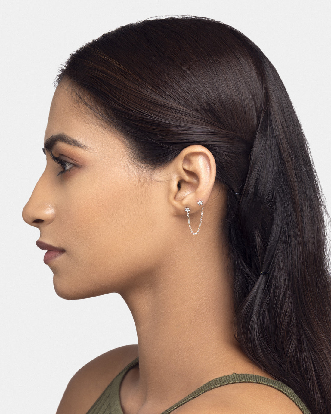 Dainty Flower Connector 3 In 1 Chain Earrings