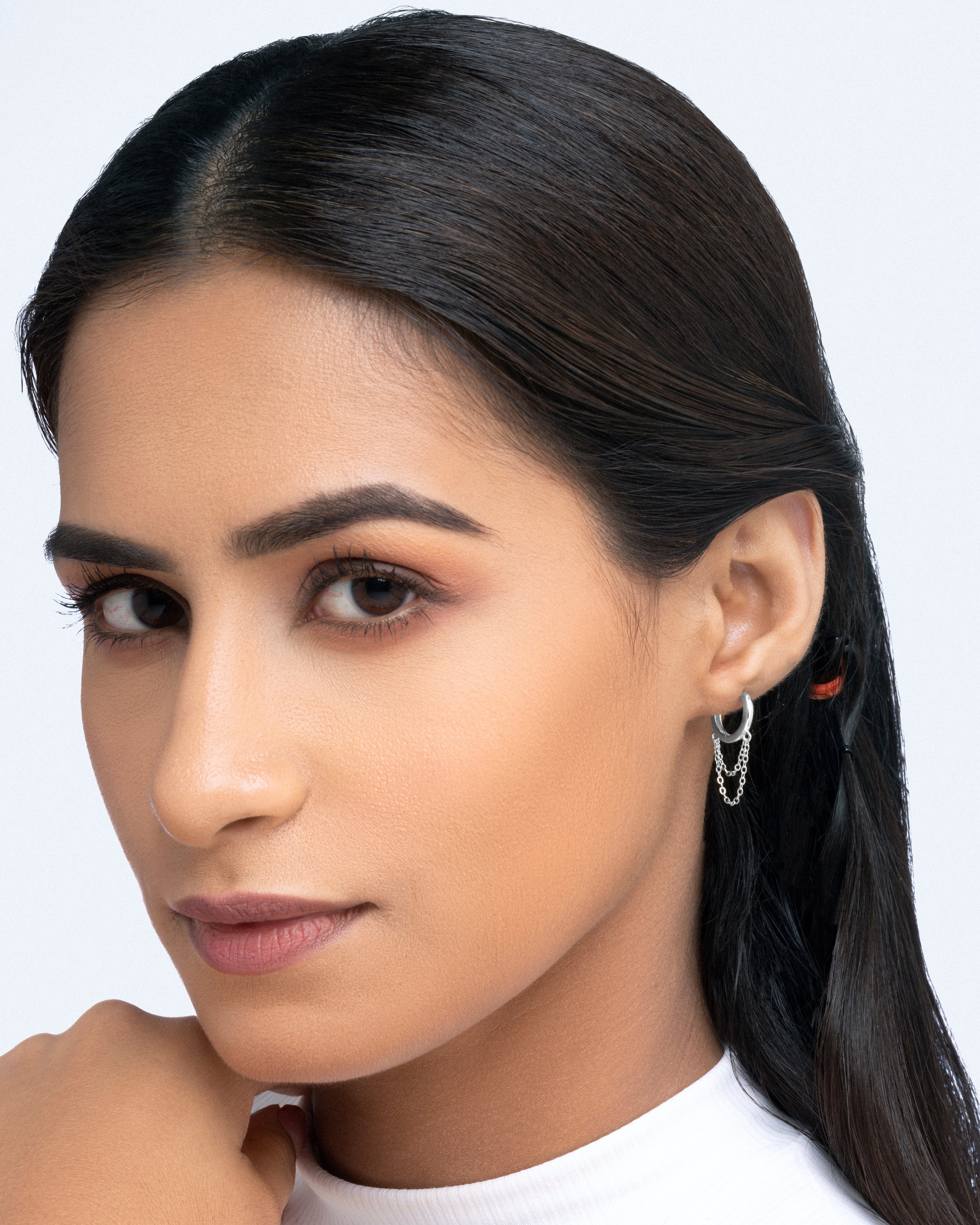 Chain Dangler Hoop Earrings