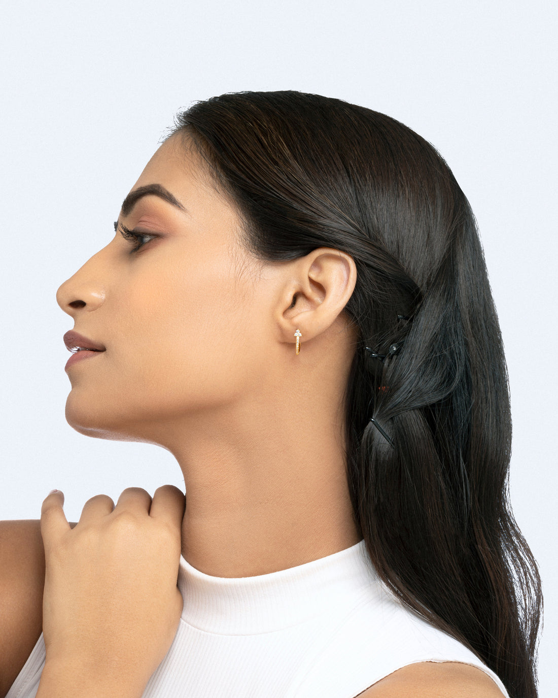 Tri Zirconia Hoop Earrings