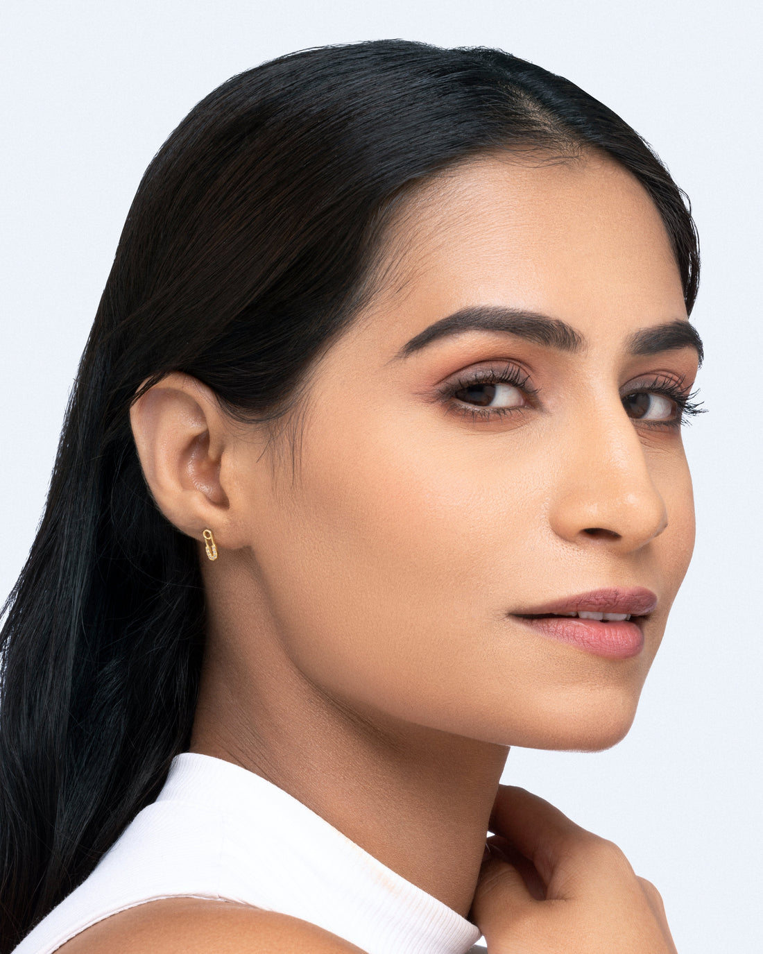 Zirconia Safety Pin Studs Earrings