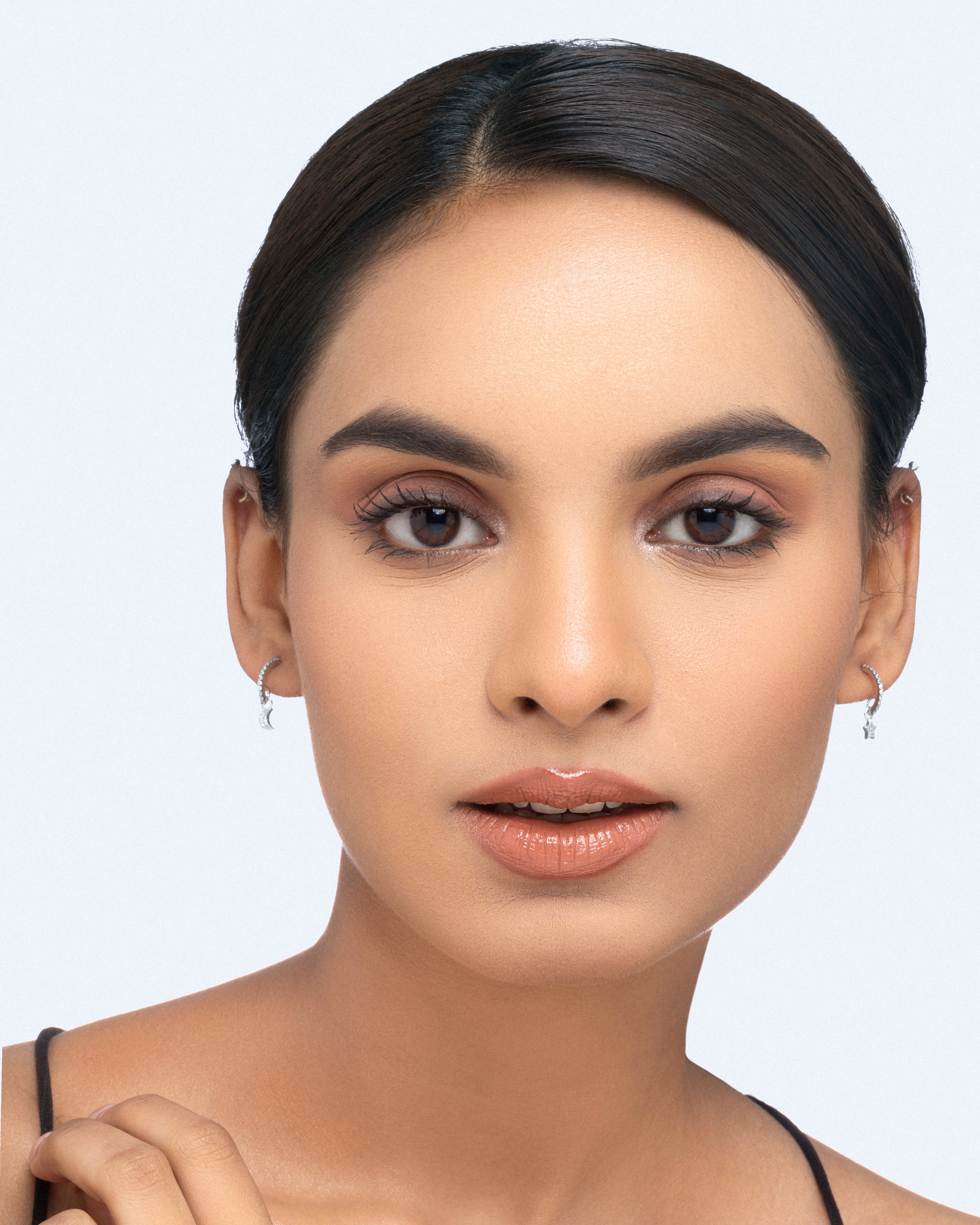 Mismatched Half Moon Star Hoop Earrings