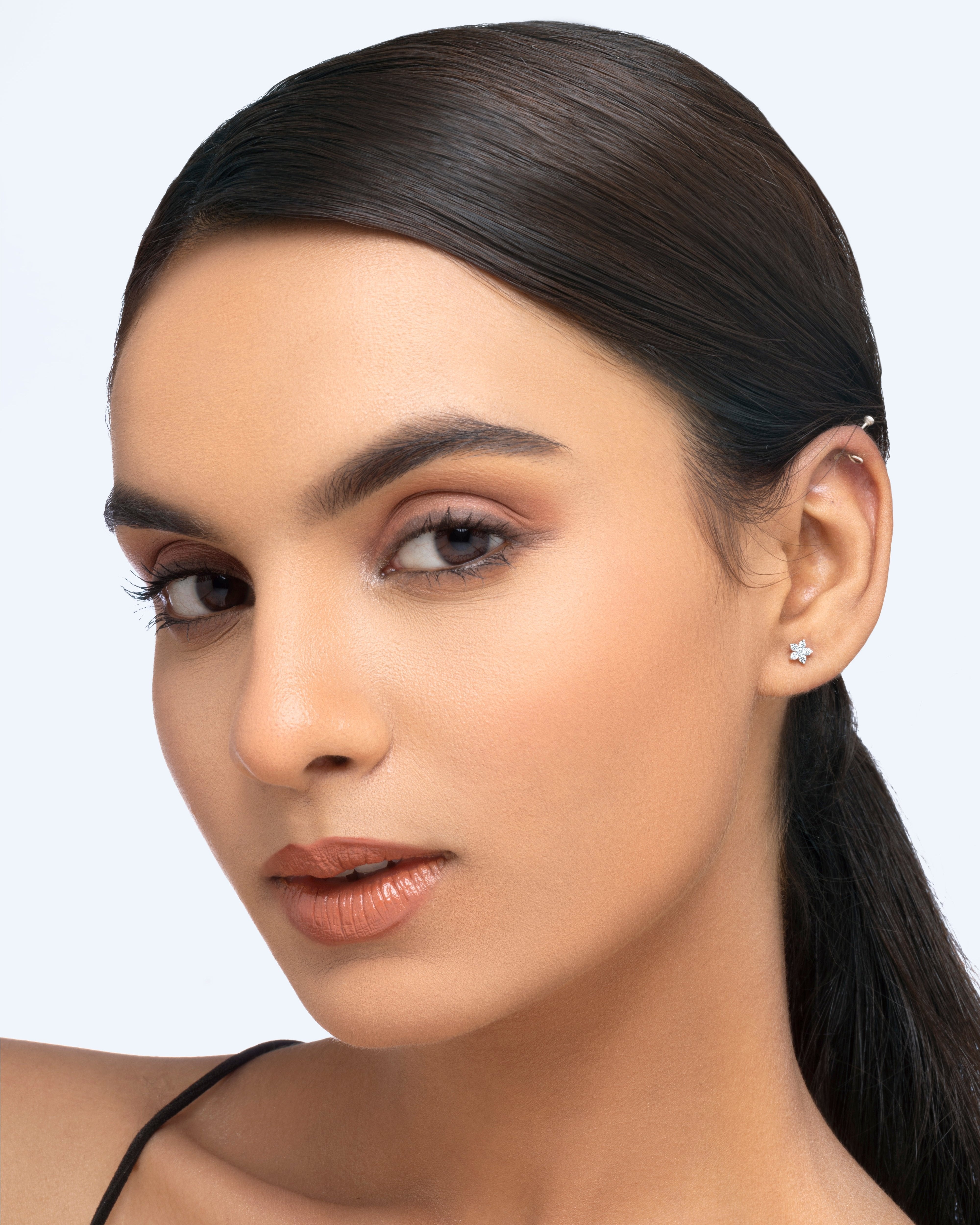 Five Petal Flower Stud Earrings