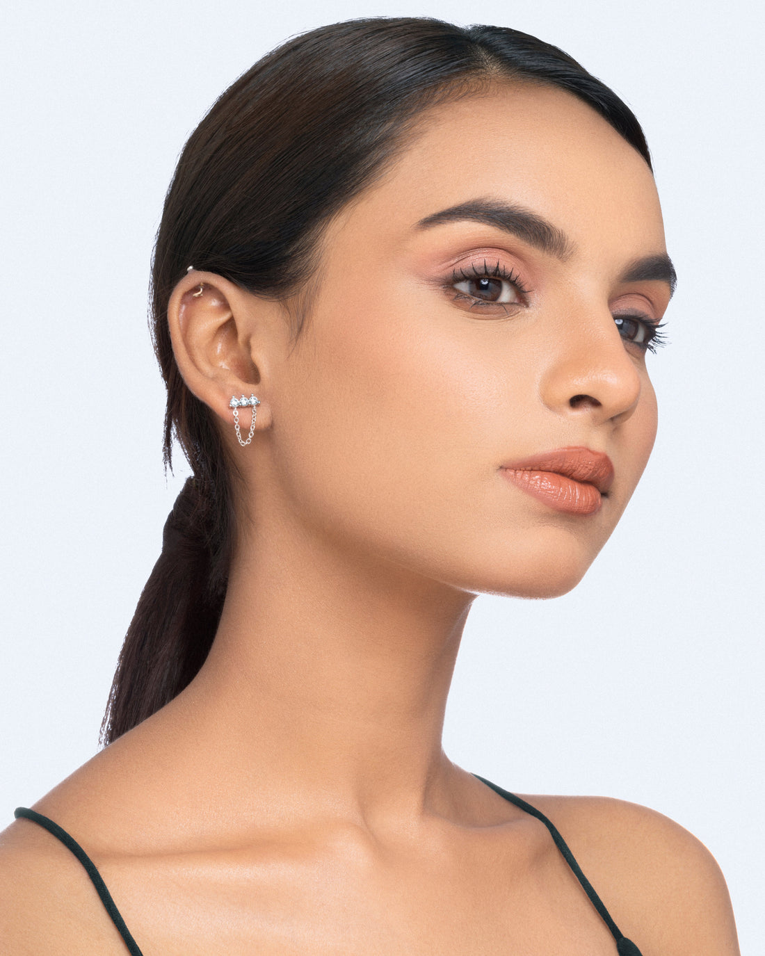 Dangling Chain Bar Stud Earrings